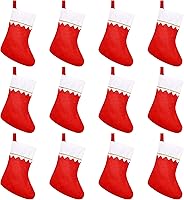 Vista 7 de CCINEE 12 medias de Navidad de fieltro rojo de 15 pulgadas para decoración de Navidad