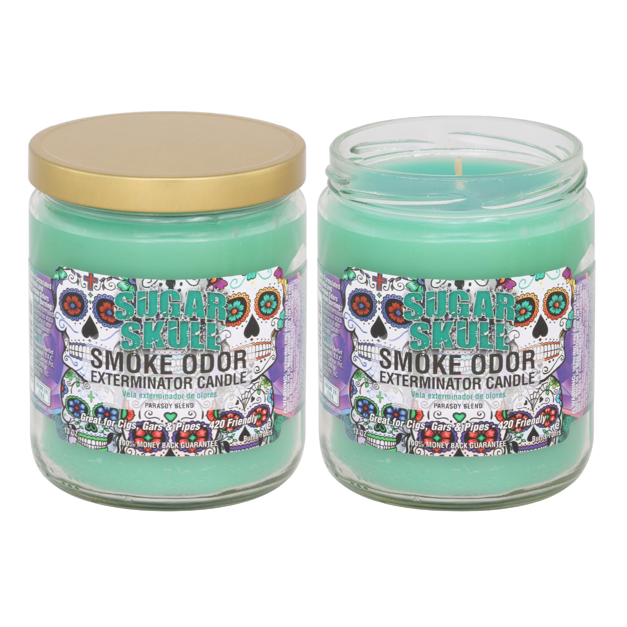 Smoke Odor Exterminator 368 g Kerzen im Glas, Sugar Skull, 2 Stück