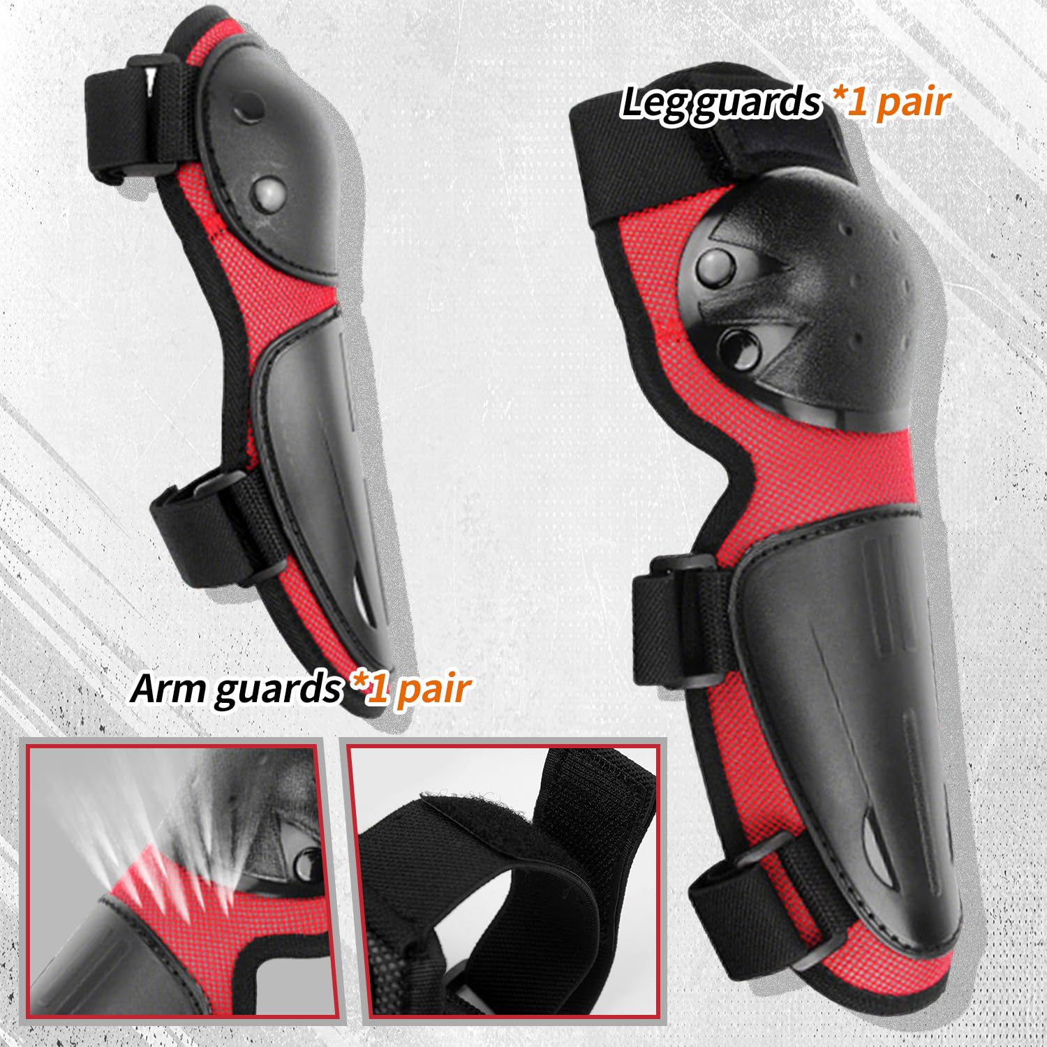 Peto Motocross Niño – Kit de Protección Corporal Ajustable con Protector de Espalda, Rodilleras y Coderas para MTB, BMX, Dirt Bike, Skate, Patinete