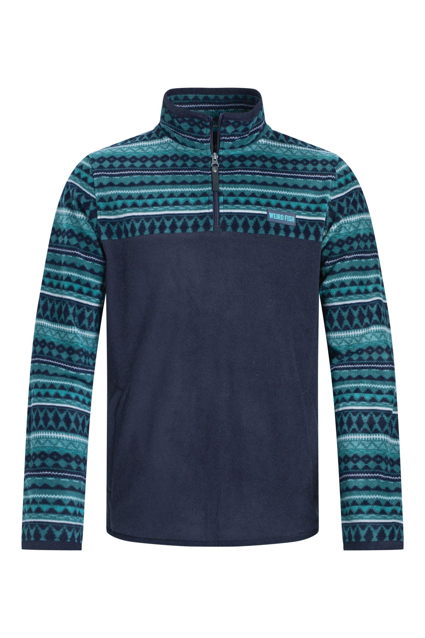 Weird Fish Gilbert 1/4 Zip Printed Microfleece Jumper - Bottle Green - XL