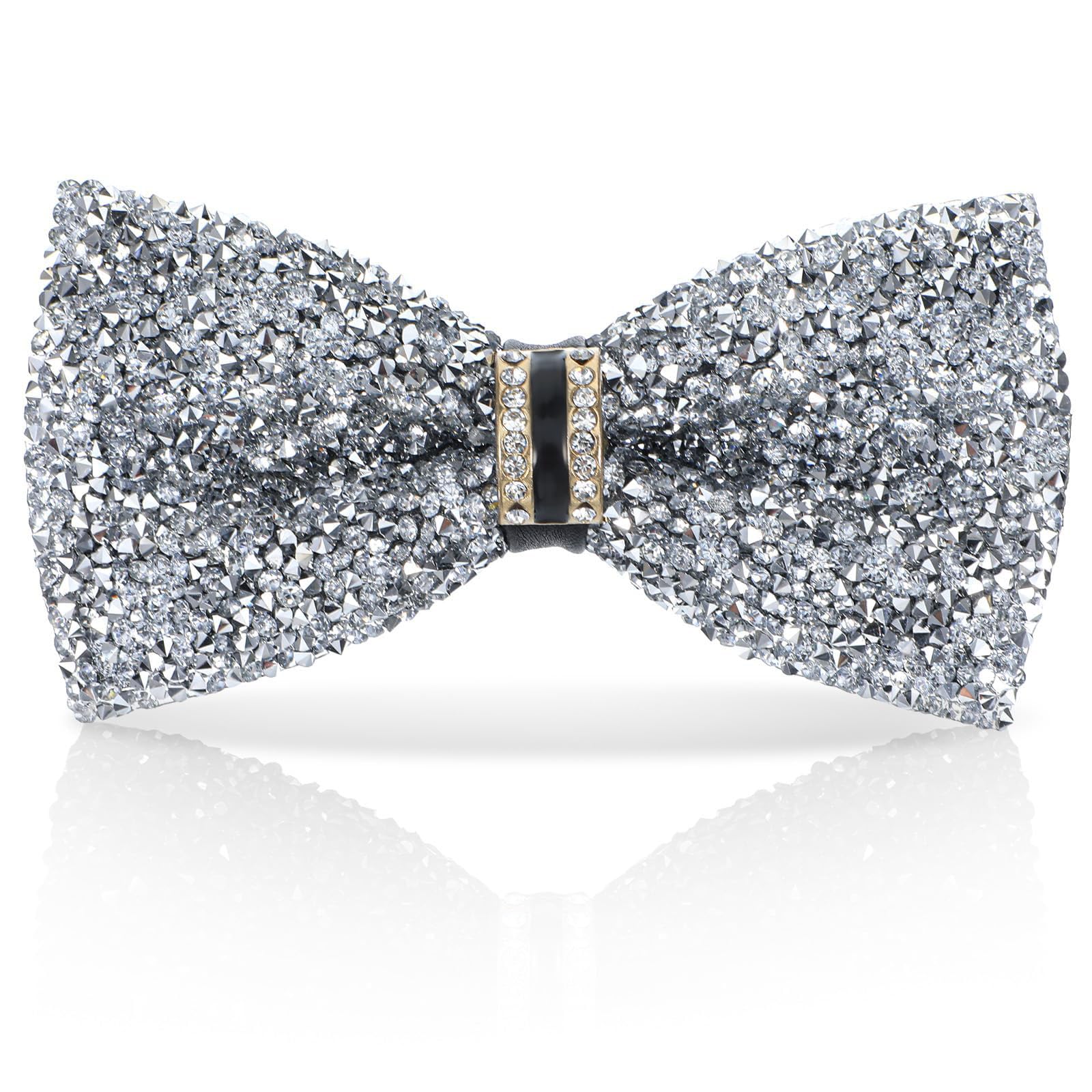 rupeerise Bow Tie for Men, Silver White Color Curved Design, Premium Fabric Bow, Formal Wear Accessory-picture-32