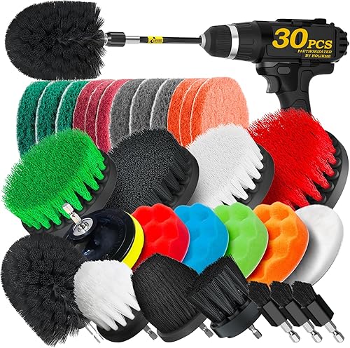 Miniatura 8 de Holikme - Juego de 25 accesorios de cepillos para taladro, incluye estropajos y esponjas, cepillo con accesorio de largo alcance, para limpieza de