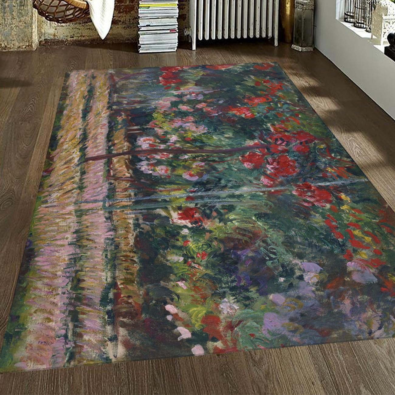 Tapis de chambre fleuri lavable pour créer un coin lecture cosy
