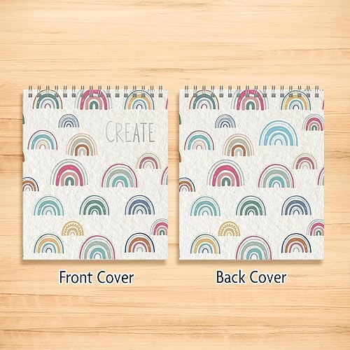 Miniatura 3 de Designer Greetings Papeles de diseño, cuaderno de bocetos en espiral encuadernado superior, diseño de arcoíris multicolor, 120 hojas (8.375 x 10
