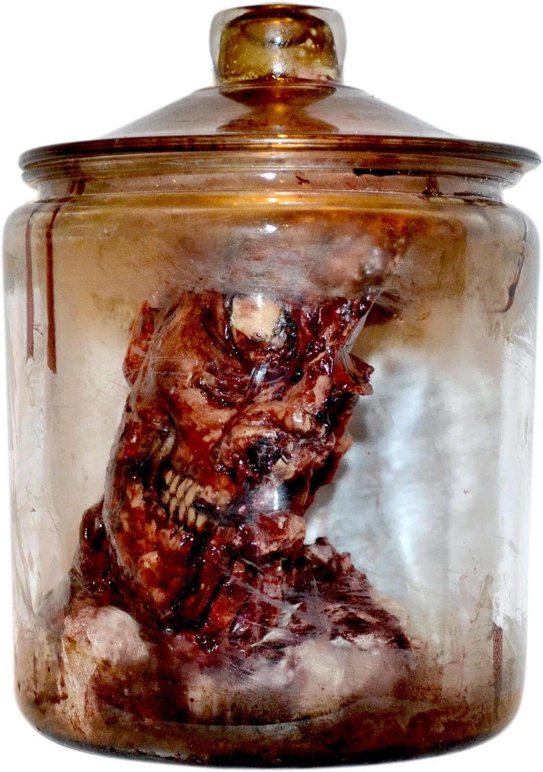 half head in a jar Halloween prop