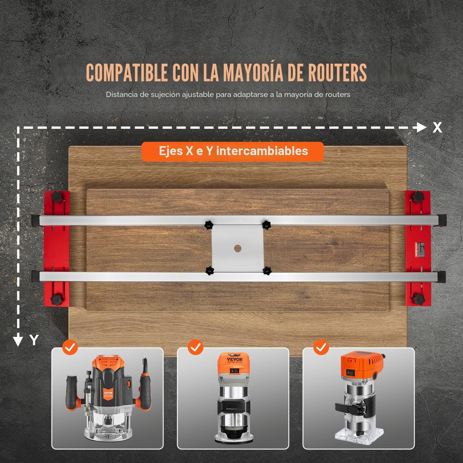 VEVOR Trineo Enrutador Plantilla Portátil para Aplanar Losas de 1625 mm Carpintería para Aplanar Losas Plantilla Guía de Losa Herramienta de Cepillado para Aplanar Madera Bricolaje