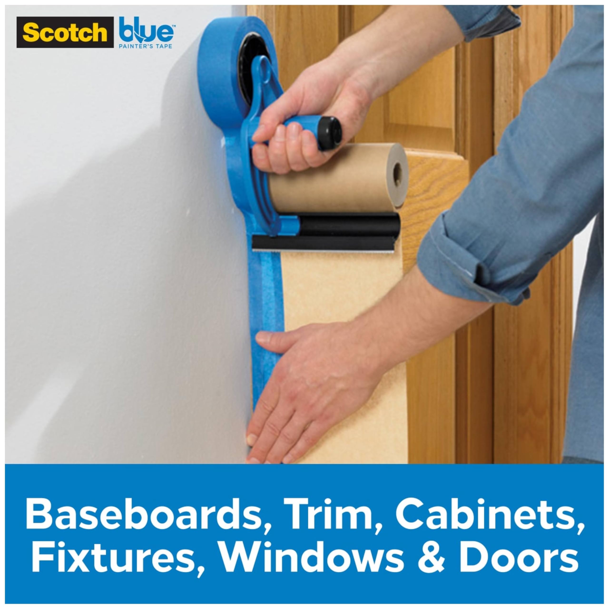 ScotchBlue 3M M1000 El Maskesi El Kapağı, Kapak Kağıdı için, Tüm Yapışkan Bant Genişlikleri için, Bıçaksız 1 Dispenser, Maskeleme Bandı ve Kağıt