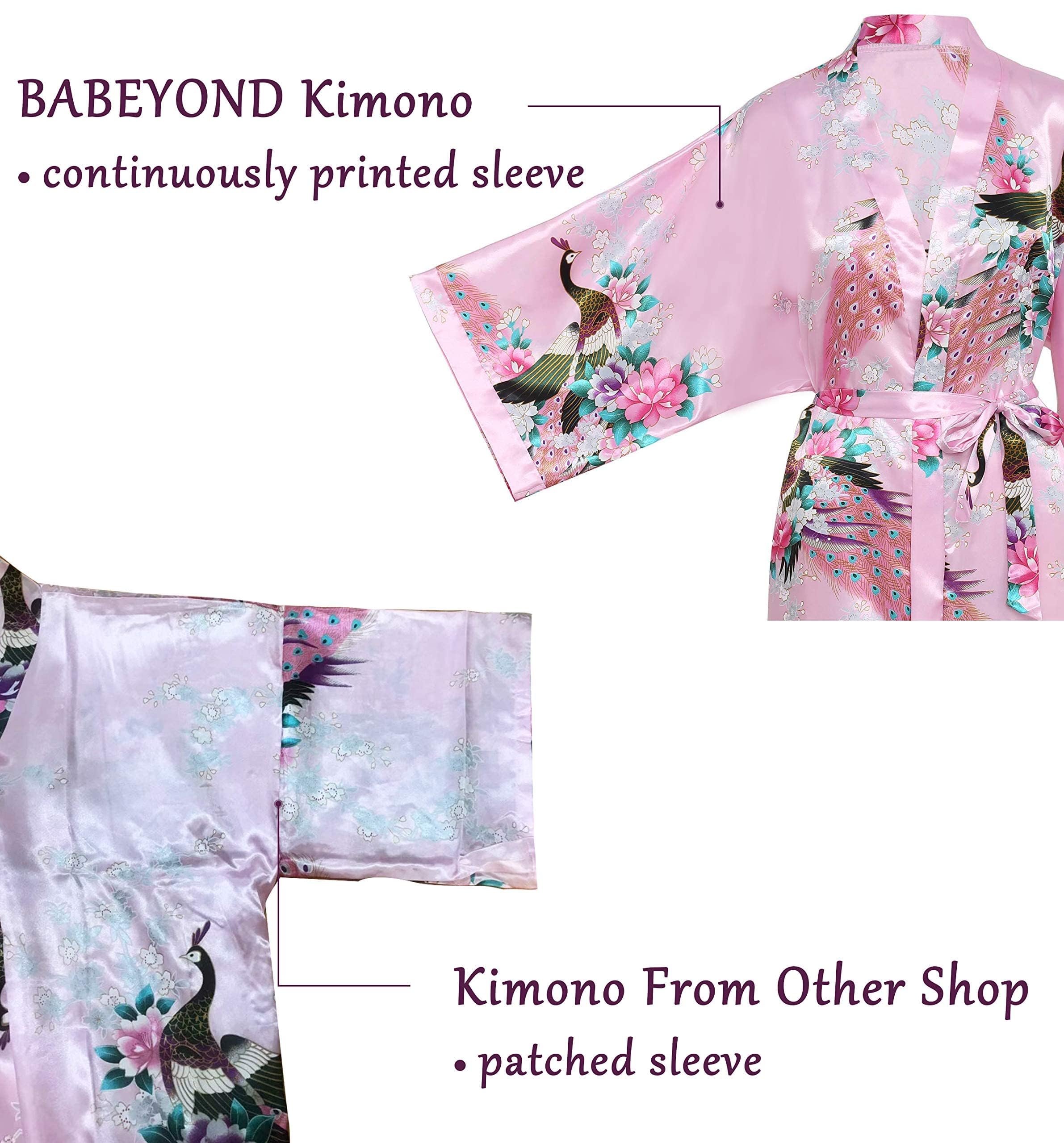 Babyond - Accappatoio da Donna, Maxi, Lunghi, Kimono, da Spiaggia, Motivo Pavone, Stampa a Maglia, Kimono Champagne Taglia Unica