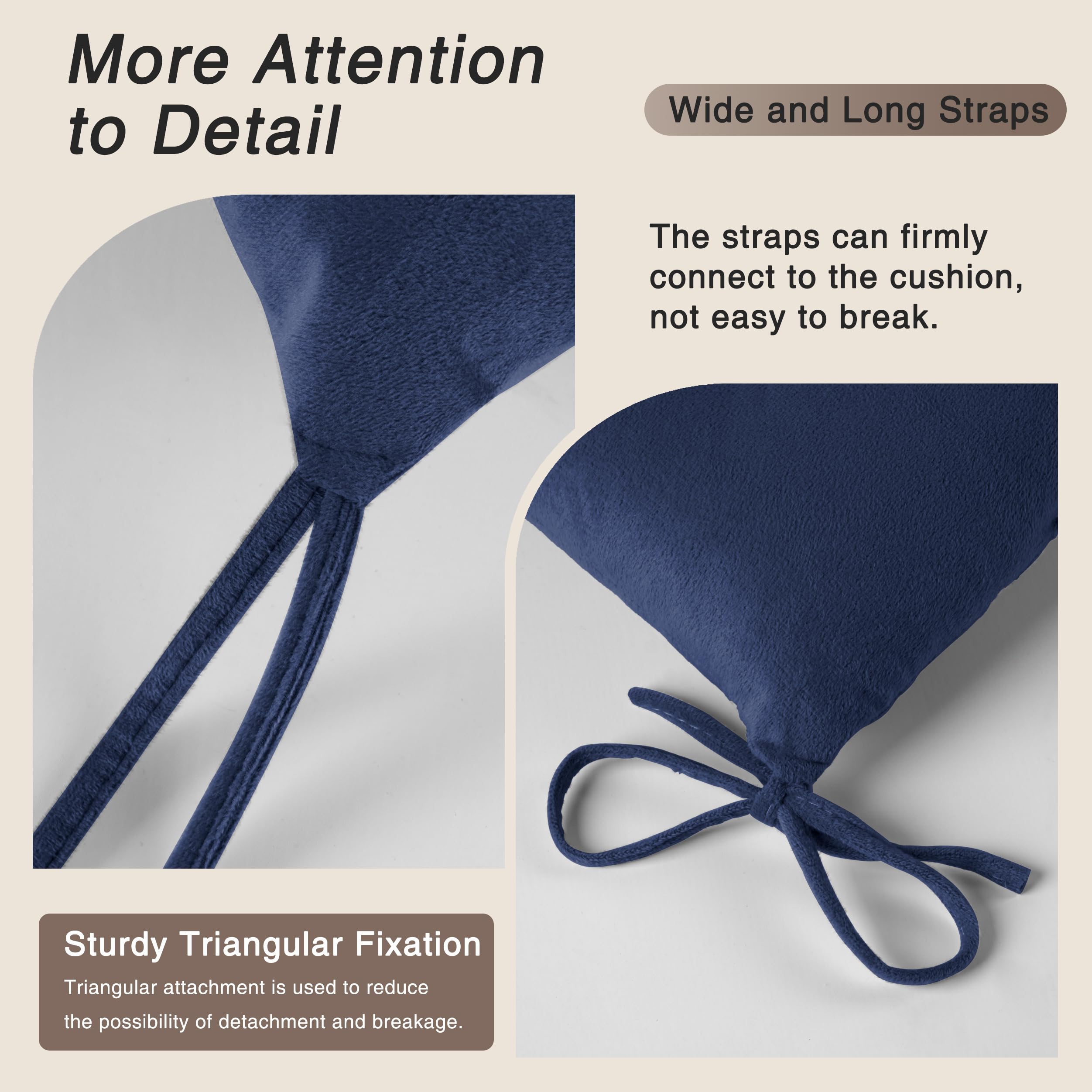 OVOV Thick Rocking Chair Cushion Warm Tufted Rocking Chair Pads Set of 2 with Ties High Back and Seat Cushion Suitable for Indoor (Navy) - Image 3