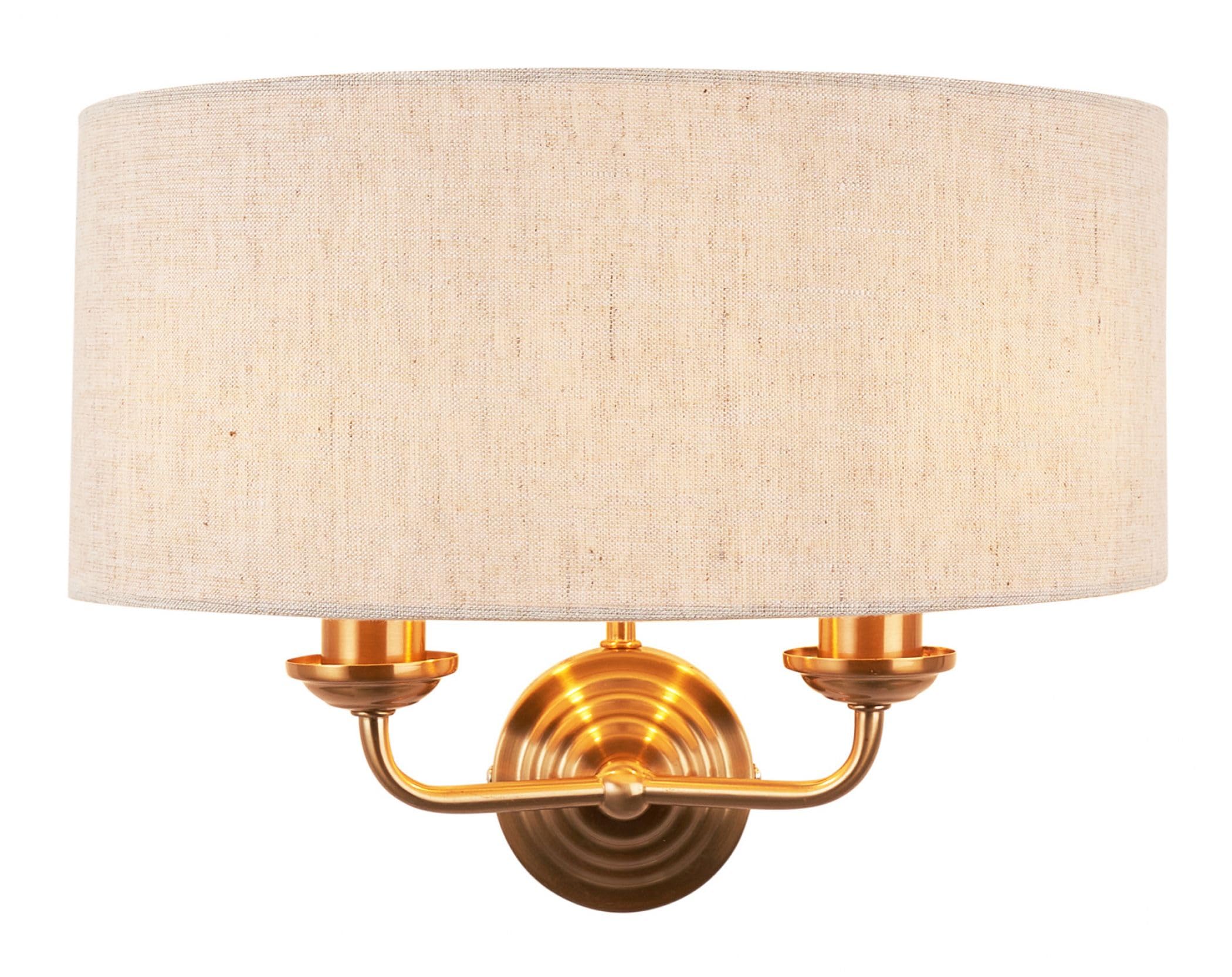 ENDON 110726 Highclere 2 Wall Light, Vintage Brass, Natural