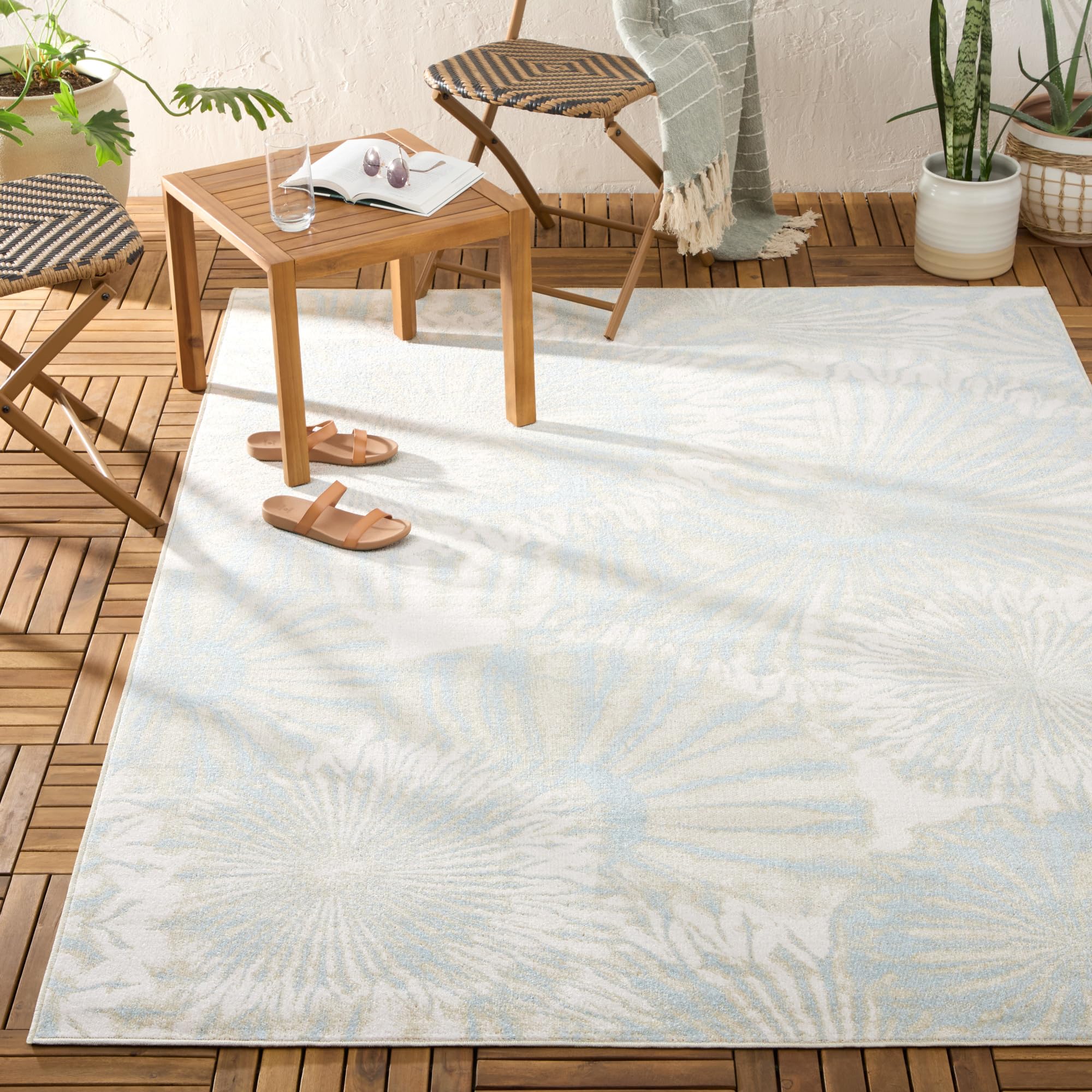 Tommy Bahama Shibori Summer Tie Dye Indoor Outdoor Area Rug, Tie Dye Modern Design, UV Fade Resistant, Sage Green/Blue/Ivory, 3'11
