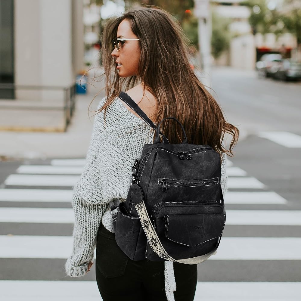 Backpack Purse for Women PU Leather Backpack Ladies Fashion Handbag Designer PU Leather Backpack Purse for Women Fashion Multipurpose  main image 2
