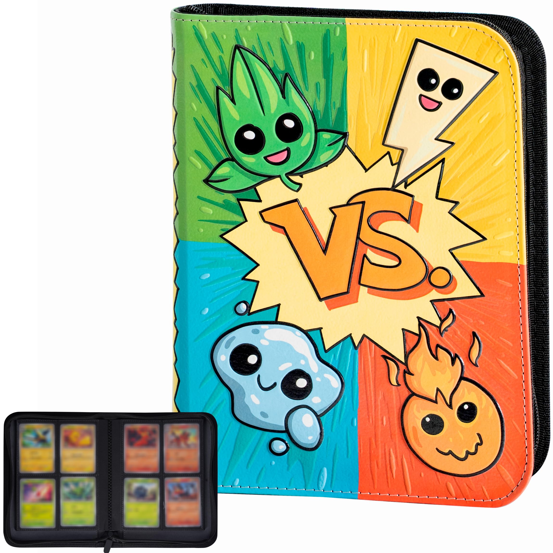 Amazon.com: 3D Card Binder for Pokemon - Stunning 3D Raised Pk Types Design  in PU Leather with Zipper