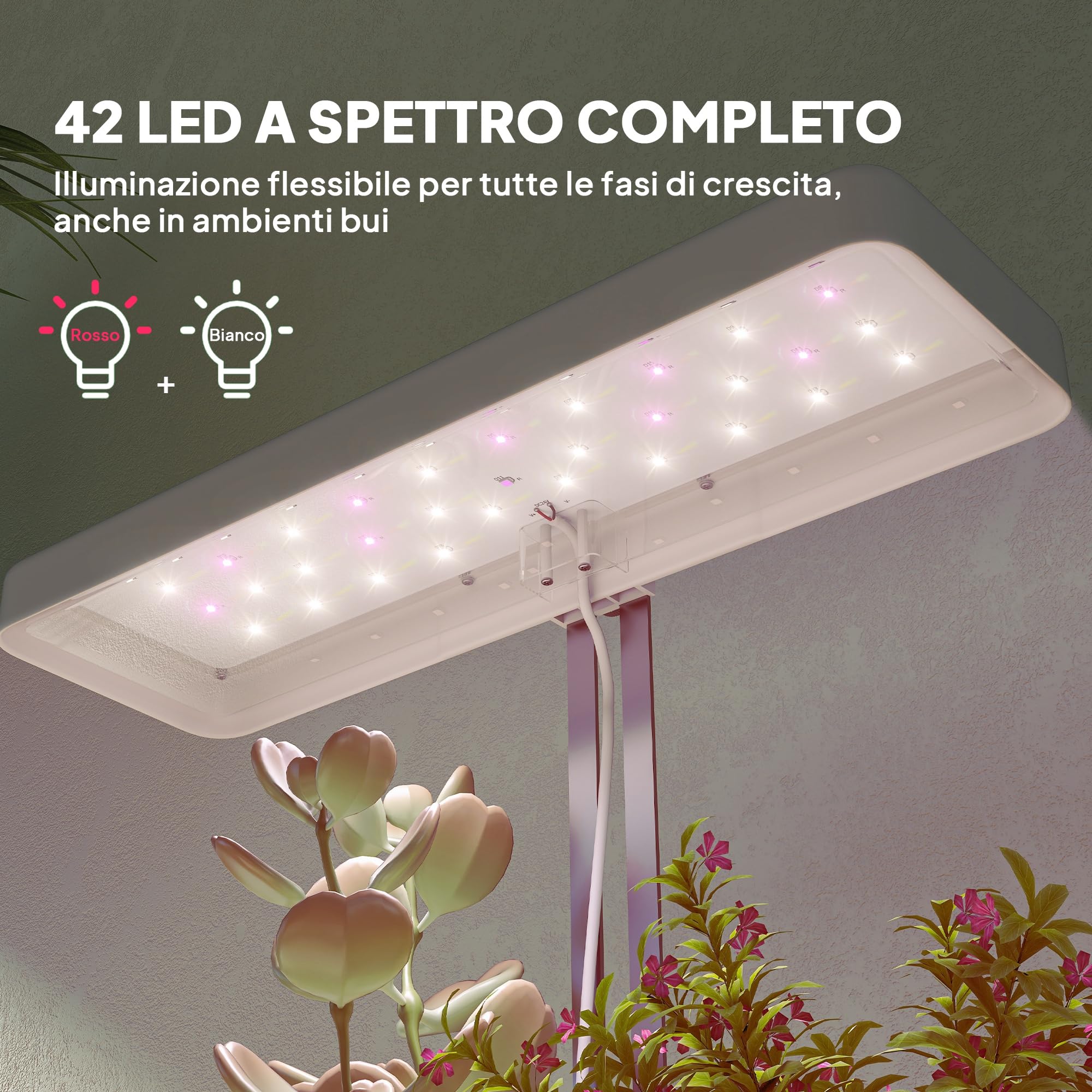 Outsunny lampe de plantes 42 LED 3 pots minuterie 8/12/16/24H 3500K