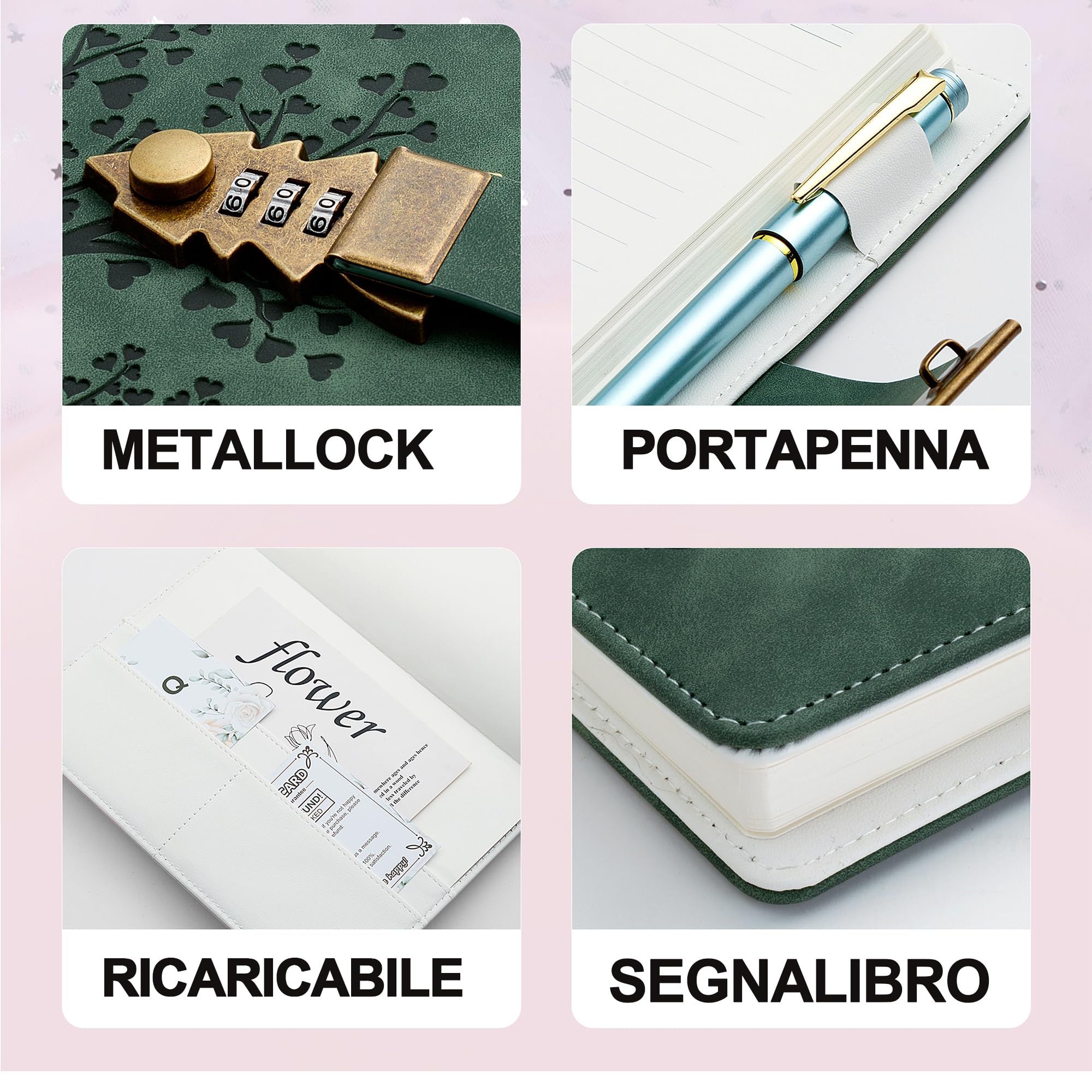 Diario Segreto A5 Lago Verde con Lucchetto 240 Pagine Notebook Protetto