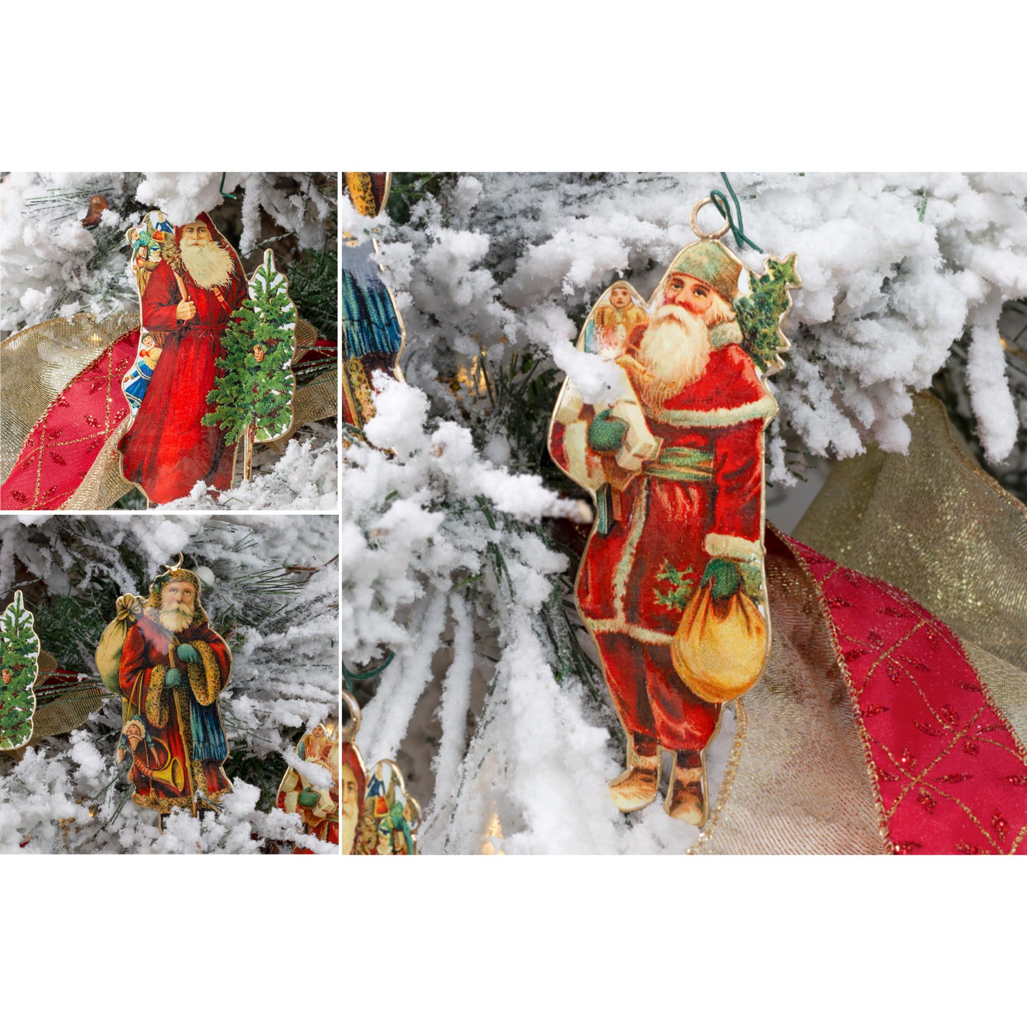 Amazon.com: AuldHome Vintage Santa Christmas Ornaments (3 Designs 