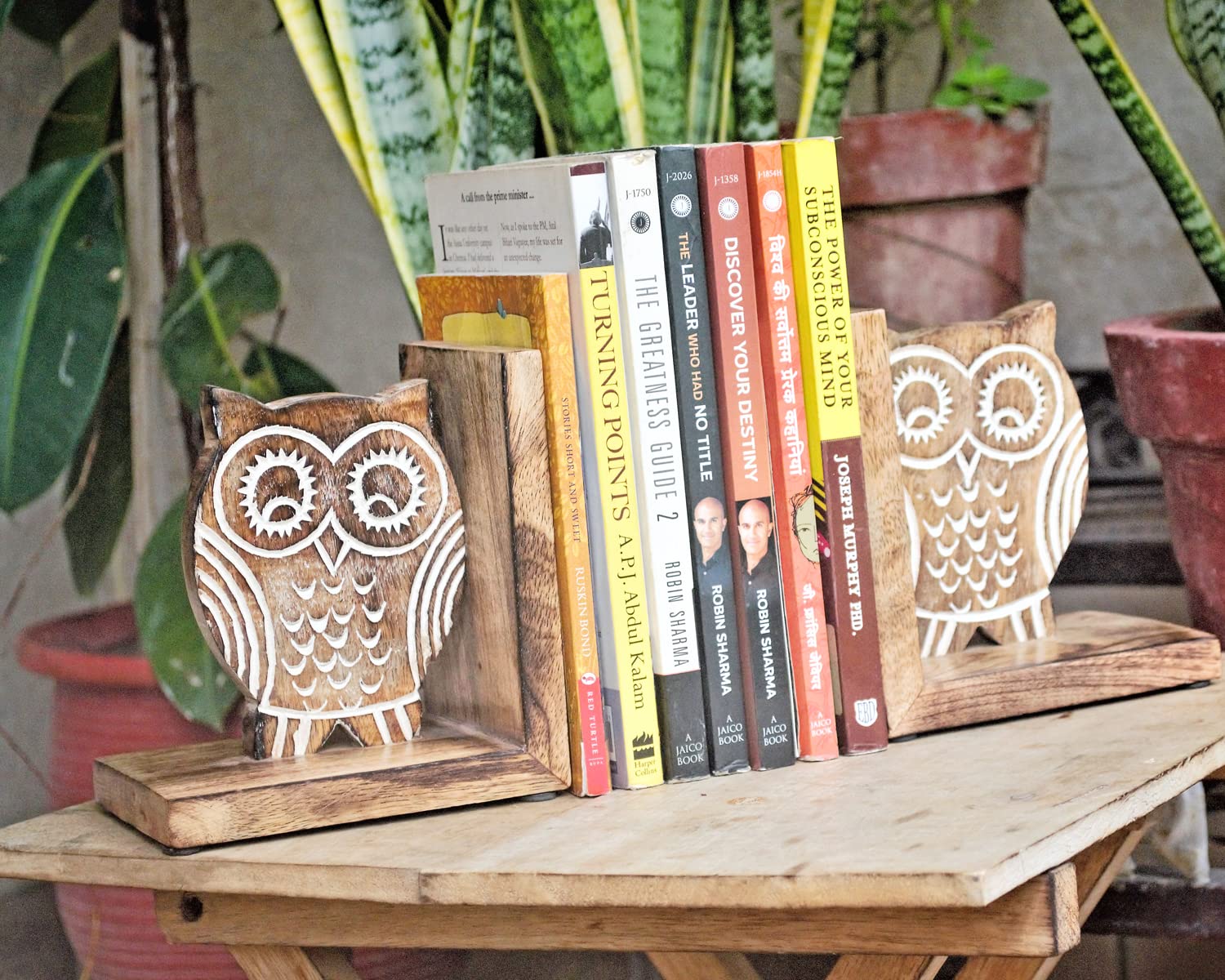 ETROVES 2-Piece White Mango Wood Owl Bookends, 6x5.5x5.5 Inches, Decorative Book Stoppers for Bookshelves, Home Office, Heavy Books - Image 4