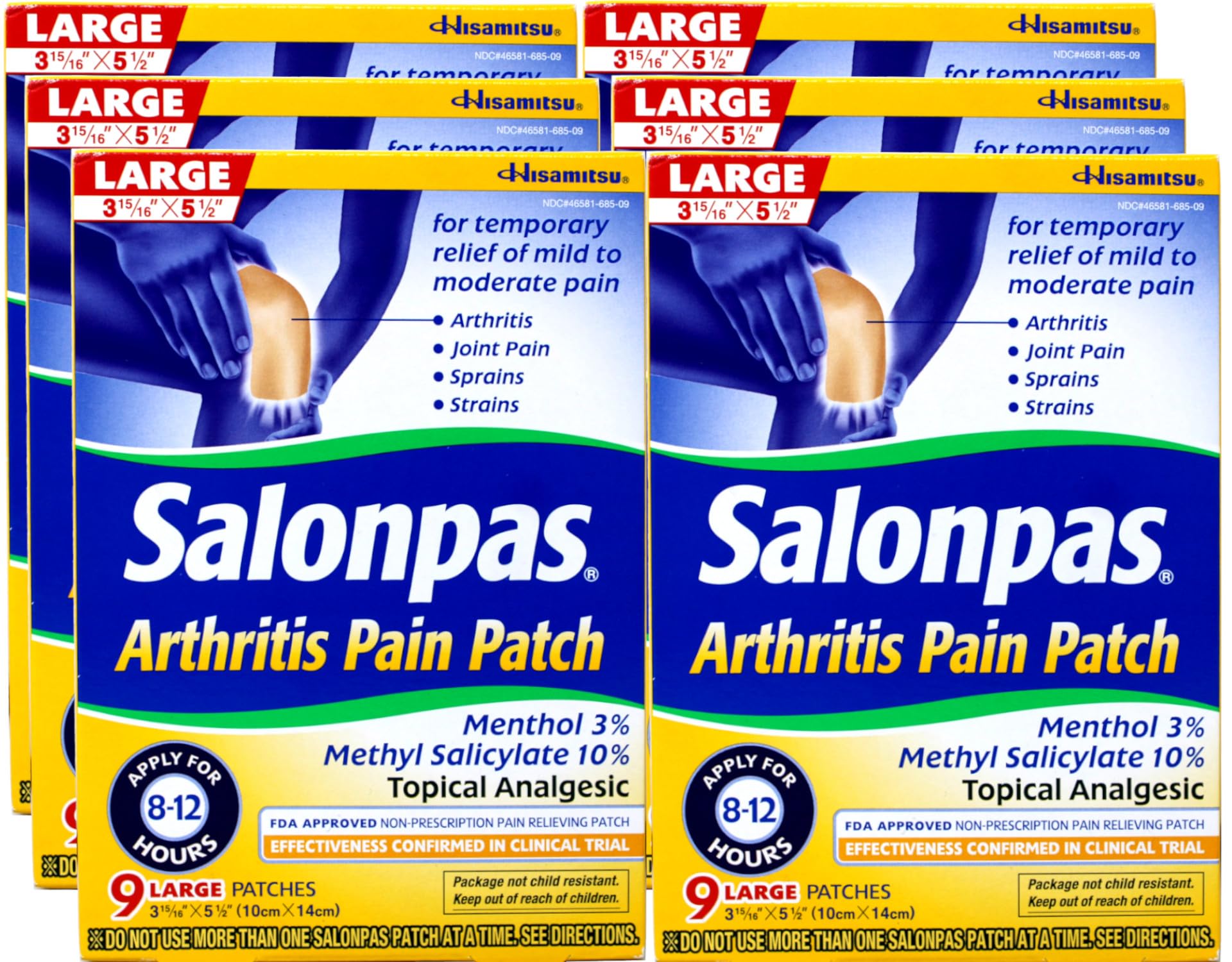 SalonpasLarge Patch 9 Count (Pack of 6)