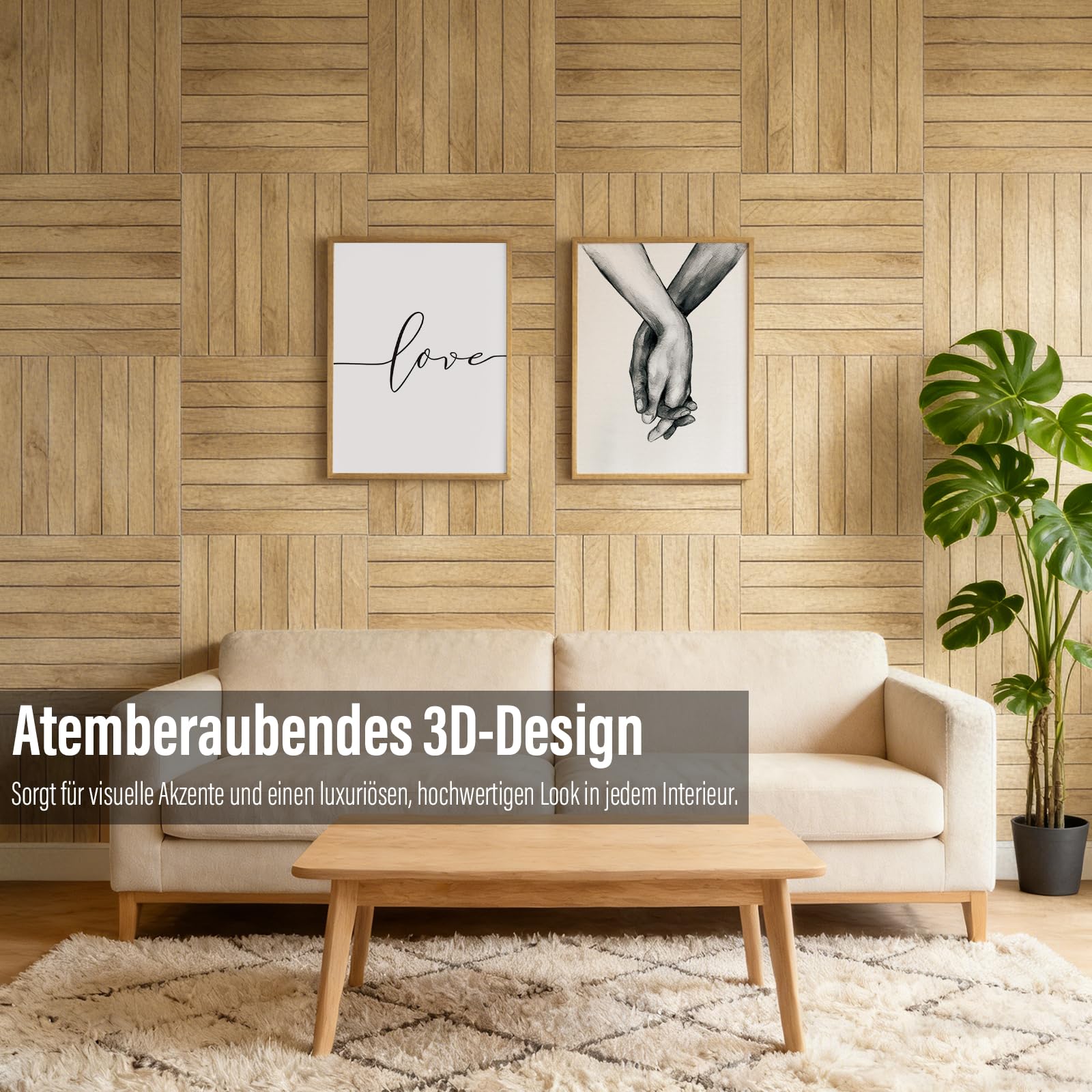 Wandpaneele Selbstklebend 3D Holzoptik Wandverkleidung mit Realistischer Holzmaserung, Wasserfest & Zuschneidbar, Dekorative Wandpaneele für Wohnzimmer Schlafzimmer TV-Wand Flur Büro Mietwohnung(Gelb)