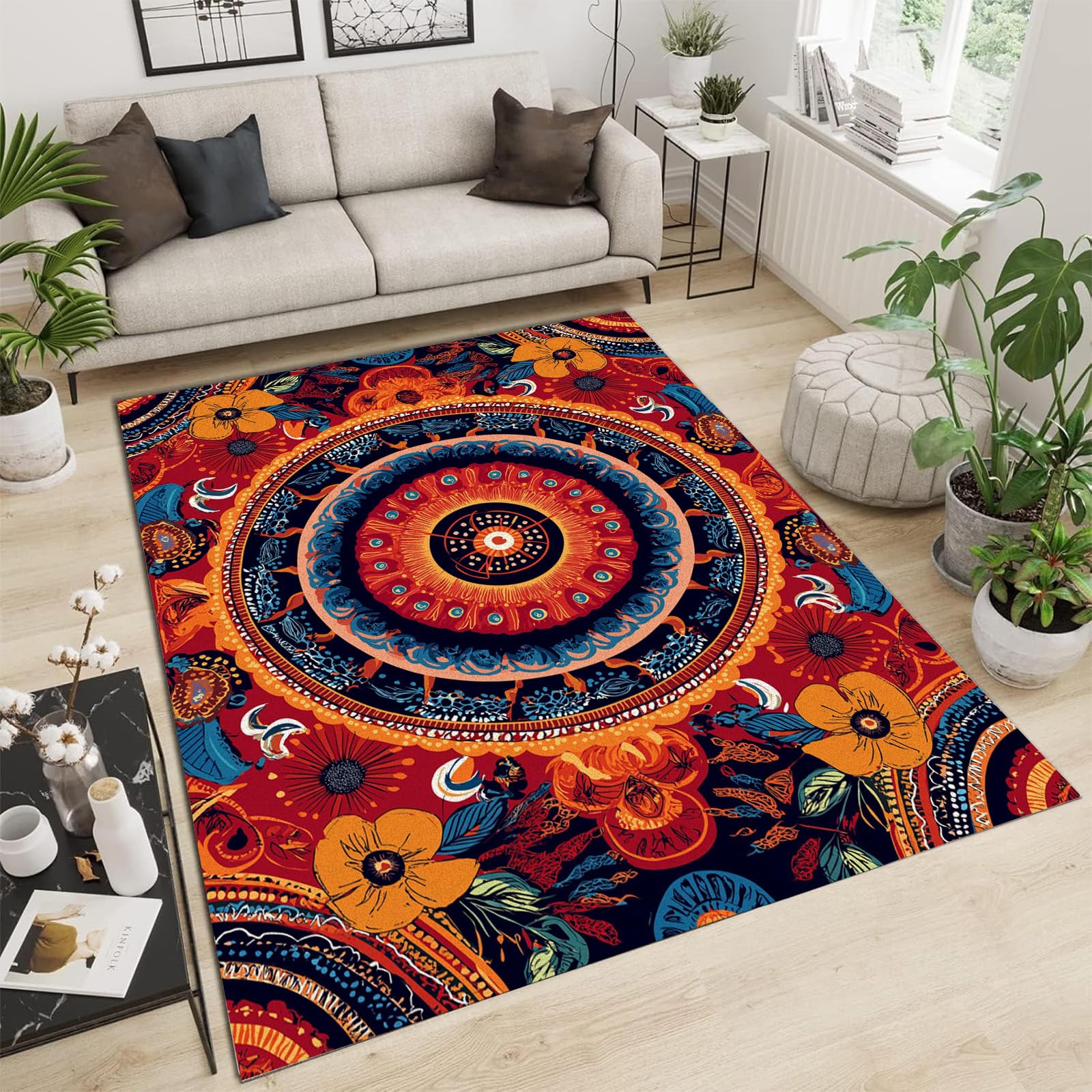 Tapis de salon motif cachemire doux pour éliminer les sols froids