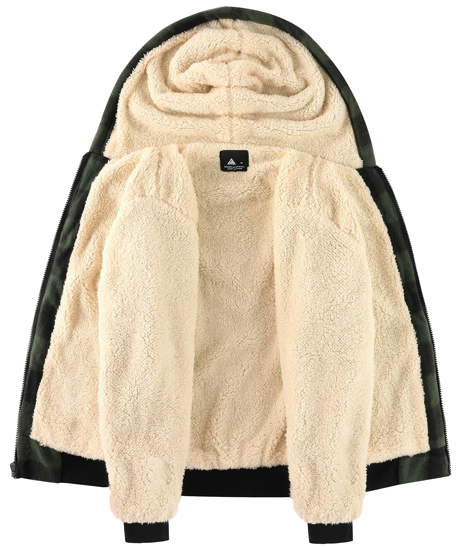 JACKETOWN Fleecejacke Kariert Kinder Sweatjacke Jungen mit Kapuze Gefüttert Kapuzenpullover mit Reißverschluss Winterjacke Dicke Warme Hoodie Jacket S-2XL