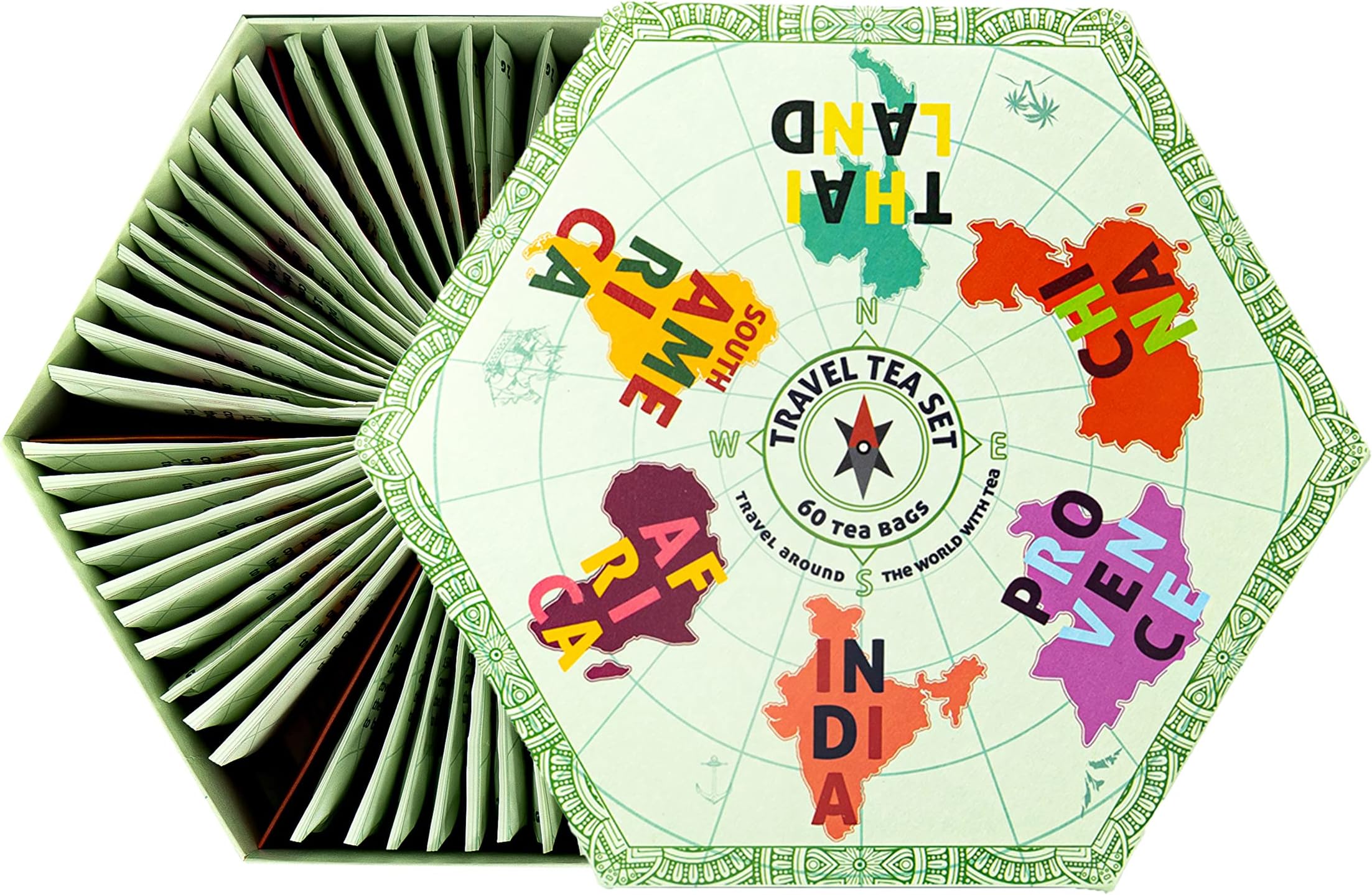 ACORUS | Travel Tea Set - Round-the-world | Tea Gift Set of 6 Flavoured Teas | Trip of Your Dreams with a Selection of Teas You've Never Tasted Before| Selection Box - 60 Bags