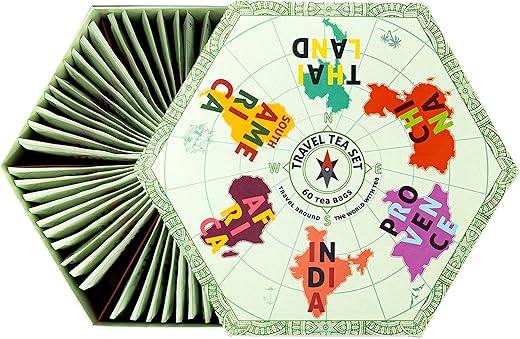 ACORUS Travel Tea Set | Journey of Your Dreams Around the World with a Selection of Tea You've Never Tasted Before | 6 Flavours from Different Destinations | Gift Set | 60 Tea Bags
