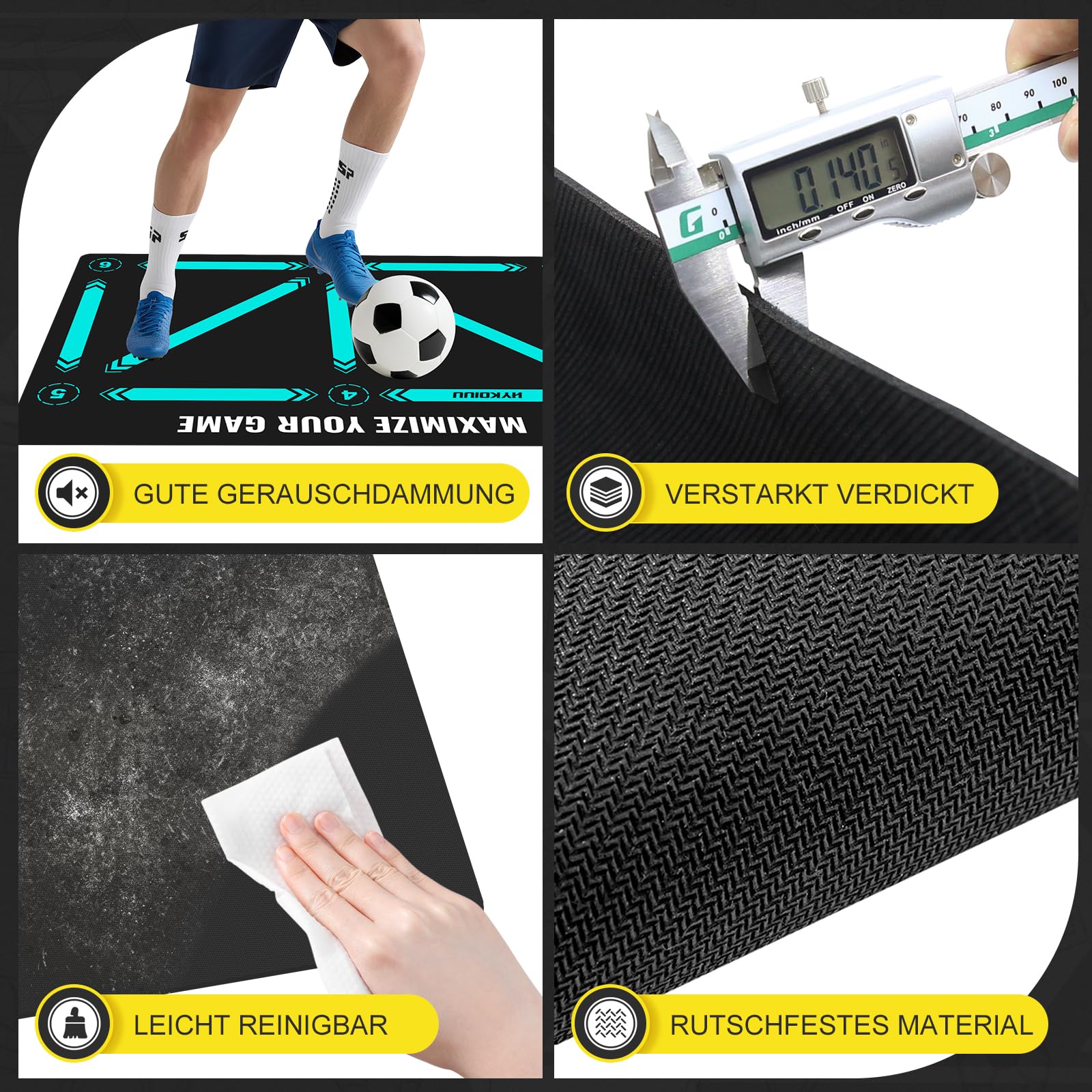 Fussball Matte Mit Trainingsvideo Rutschfest Silent Fussballmatte Training Kinder Trainingsmatte Für Ballkontrolle & Schritt-übungen Stoßdämpfende Fußball Trainingsmattem Trainingszubehör