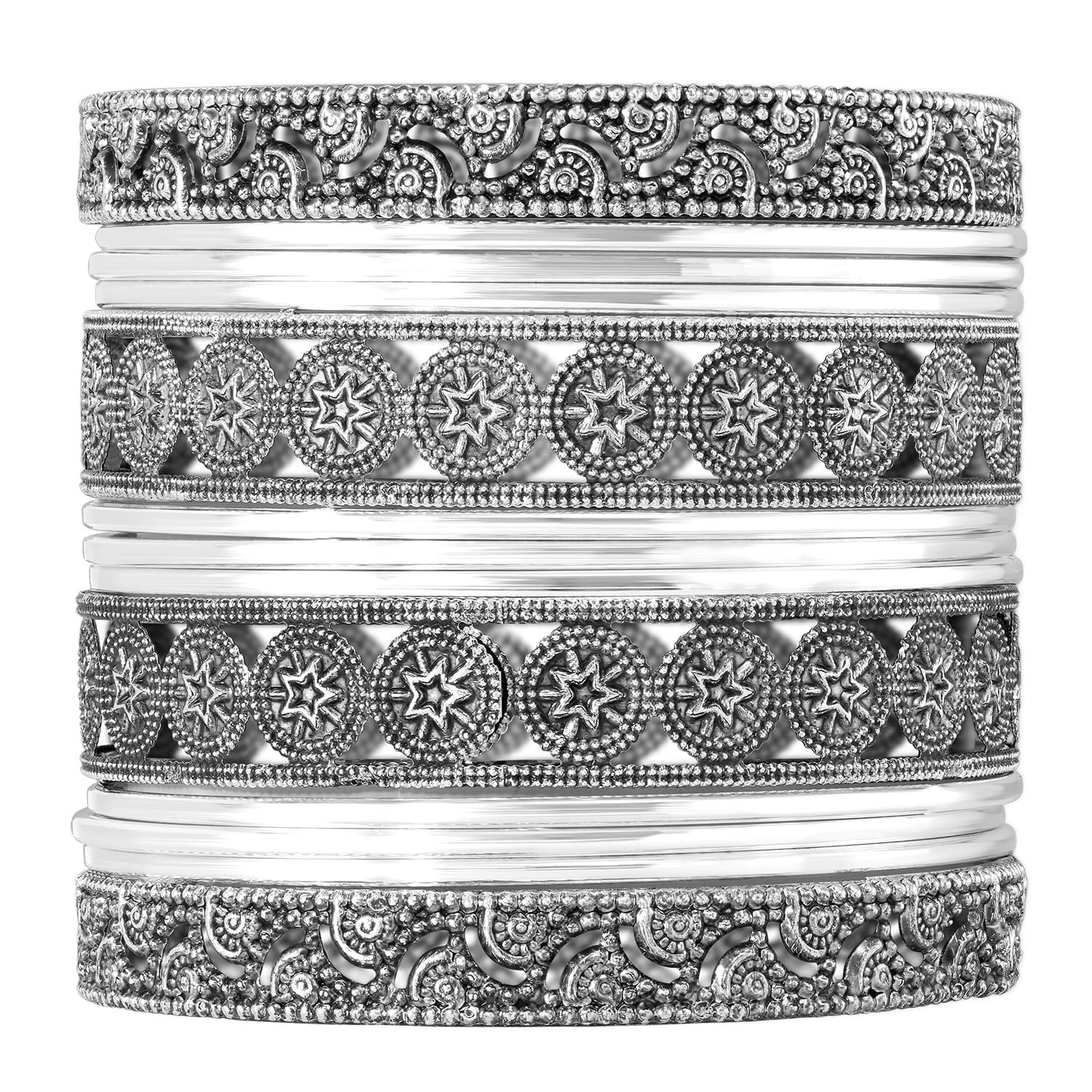 Peora Traditional Silver Plated 2.8 inch Metal Bangles Ethnic Stylish Fashion Jewellery Navratri Gift for Women (Set of 1) (B0CJ9GQZ5H) Amazon Price History, Amazon Price Tracker