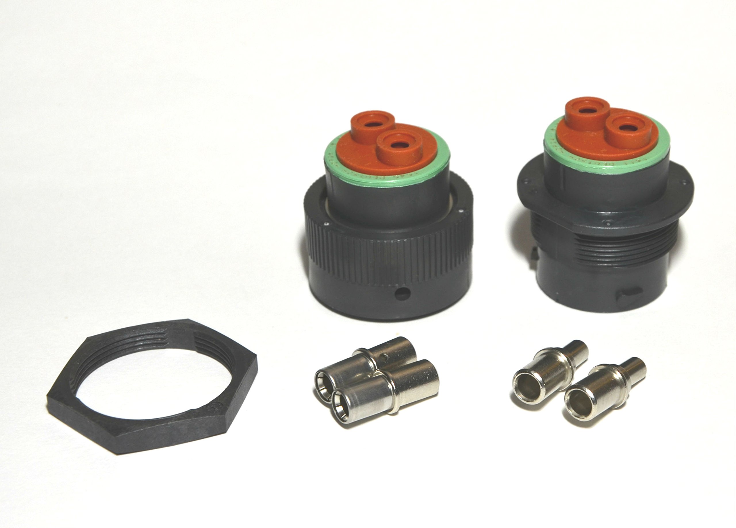 Deutsch HDP20 Bulkhead 2-pin Connector kit, 4 AWG Solid Contacts (Made in USA)