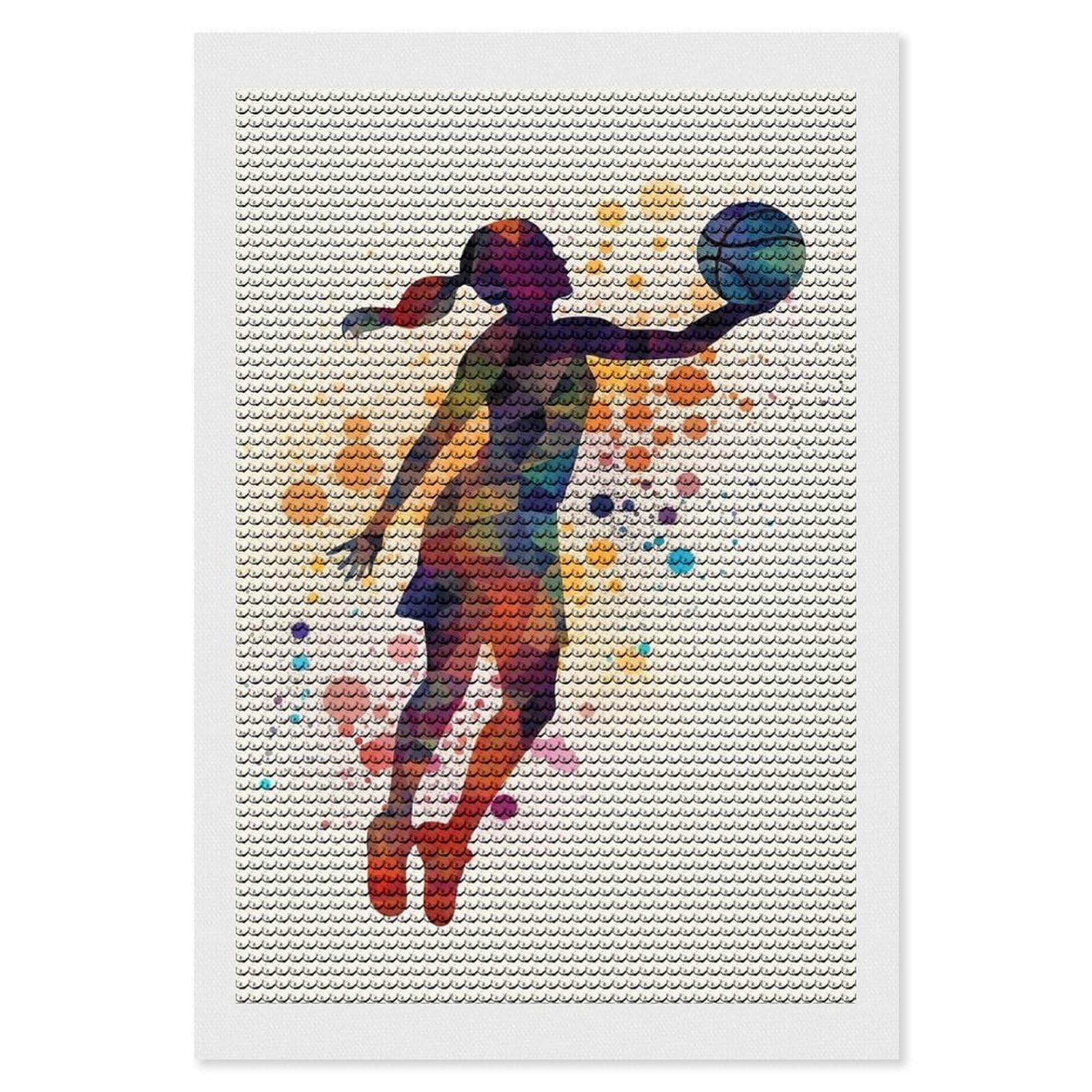 FekiLoot Basketball Pattern Diamond Art Kits for Adults, 5D Aurora Diamond Painting Kits for Beginners DIY Full Drill Dots Gem Art Paint Crafts for Home Wall Decor 8"x12"