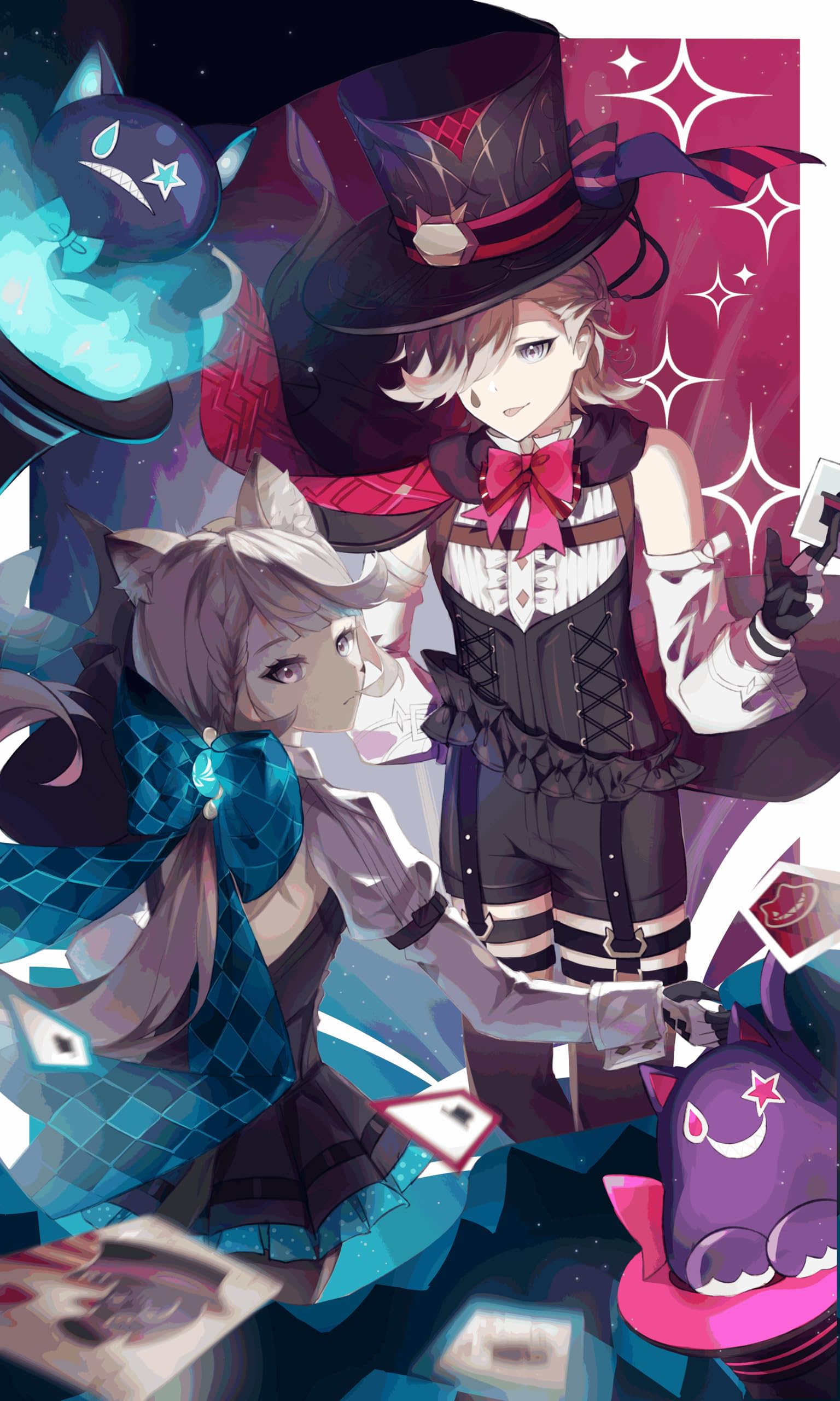 Lyney Diamond Painting Genshin 5D Diamond Paint for Gamer Gift, Full Round Drill Set for Room Decor NO Frame (11.8x16.7 in, Lyney5)