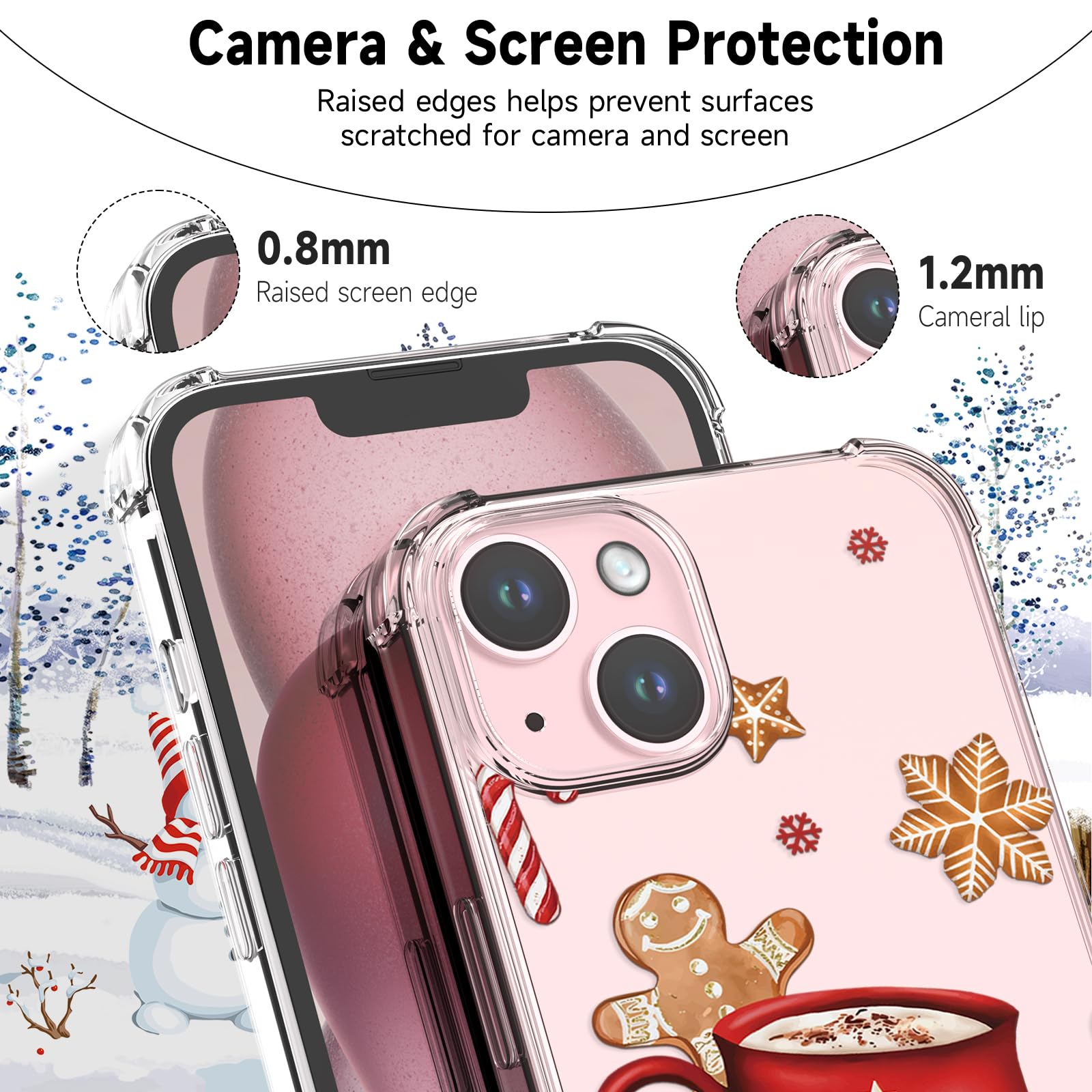 BEIMEITU Clear Christmas Case for iPhone 15 Plus,Cute Cup Pattern Case Cover Soft Thin Protective Slim Bumper Cover Boys Girls Phone Case for iPhone 15 Plus-Christmas Cup - Image 3