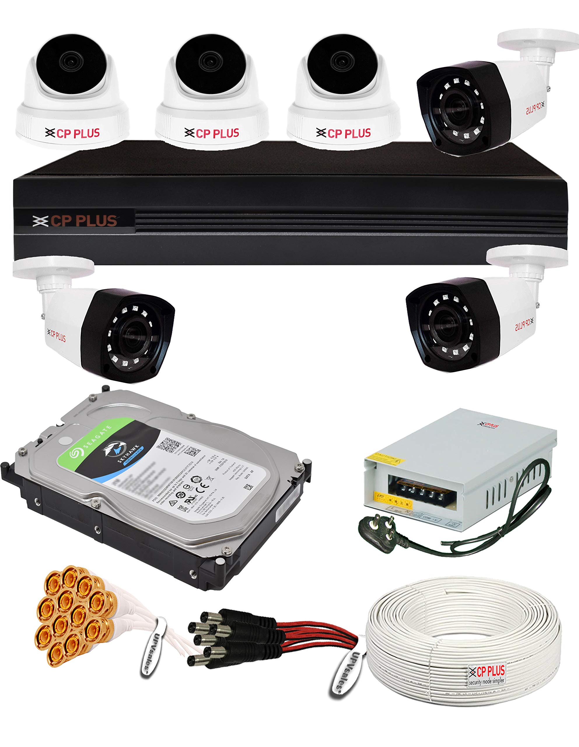 CP Plus 5MP, H.265+, 2TB Storage, 6 Camera Combo Kit with (8Ch DVR, 3 Dome 3 Bullet Cameras, 2TB HDD, Power Supply, 90Mtr Cable, Audio Mic and Connectors) 5 MegaPixel CCTV Security Camera Set-image-35