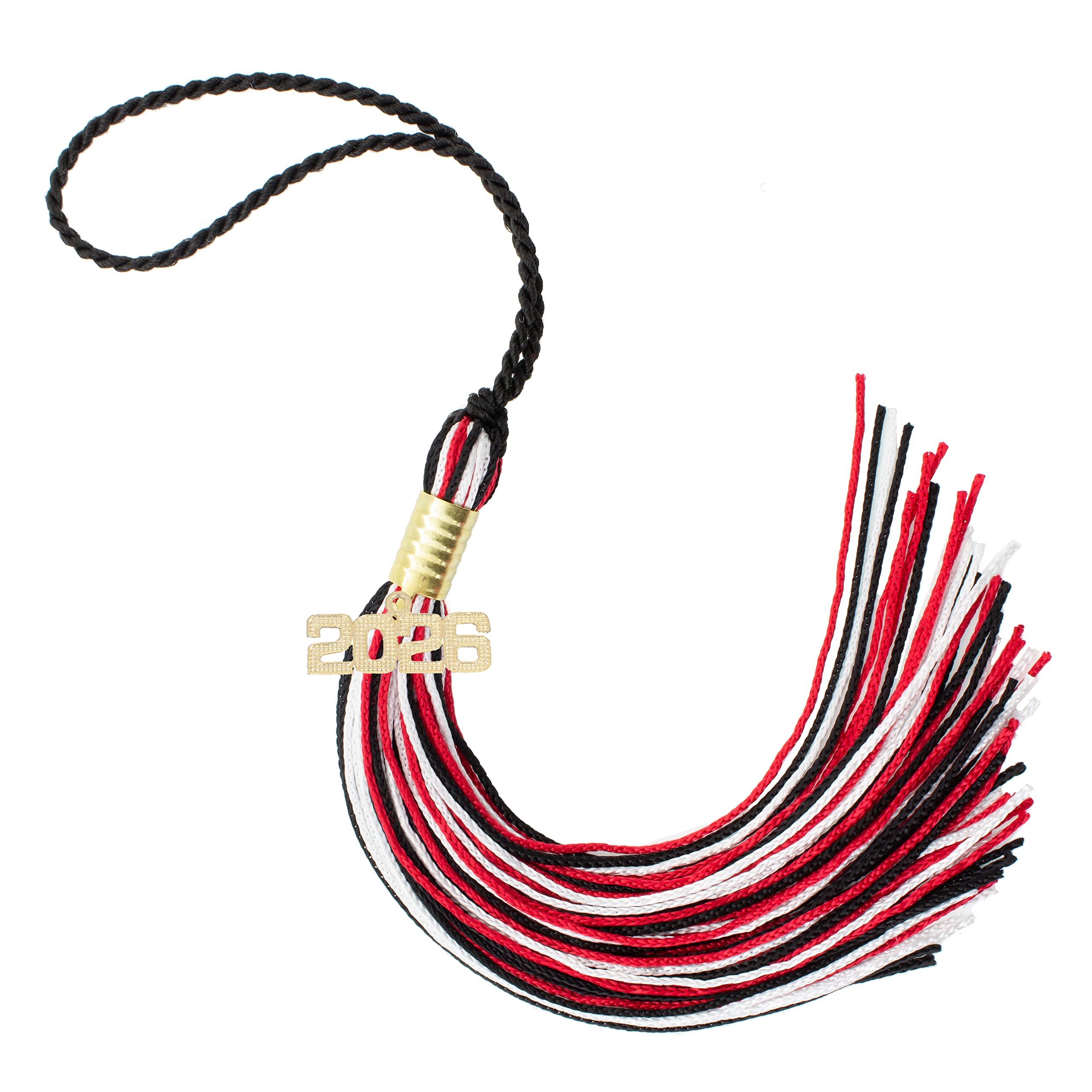 2026 Black/RED/White Graduation Tassel - Every School Color Available -Made in USA