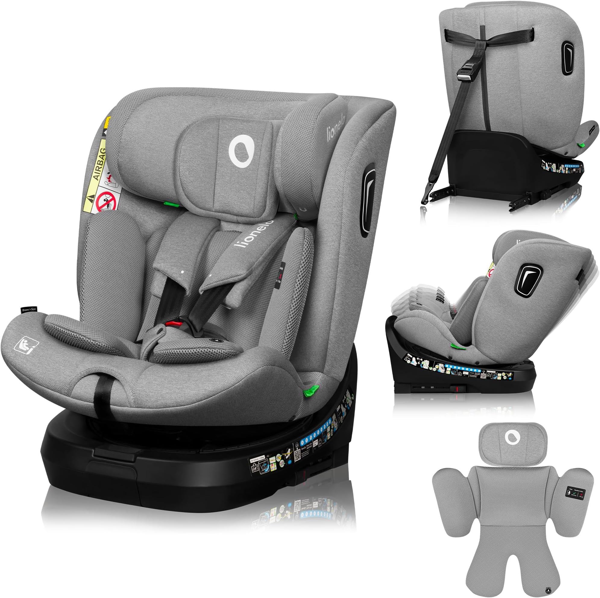Car Seat Brave I-Size for Newborn up to 12 Years Old with 360° Swivel, ISOFIX and TopTether Installation, Memory Foam Headrest, Advanced Side Protection, Adjustable Recline & Headrest