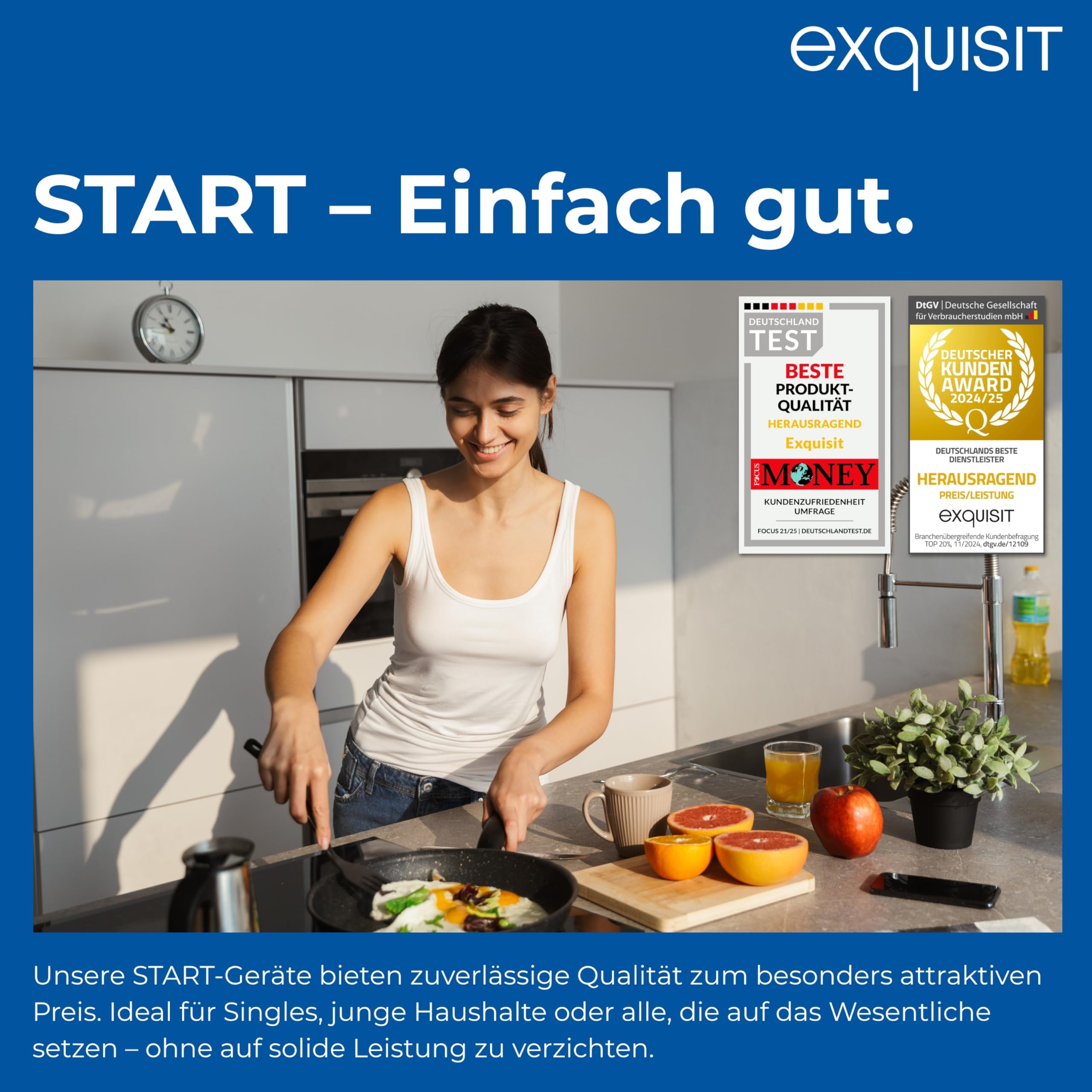 Exquisit EGSP56312-E-030E Einbau-Geschirrspüler 12 Maßgedecke 49 dB leise Aquastop Startzeitvorwahl höhenverstellbarer Korb LED-Anzeige