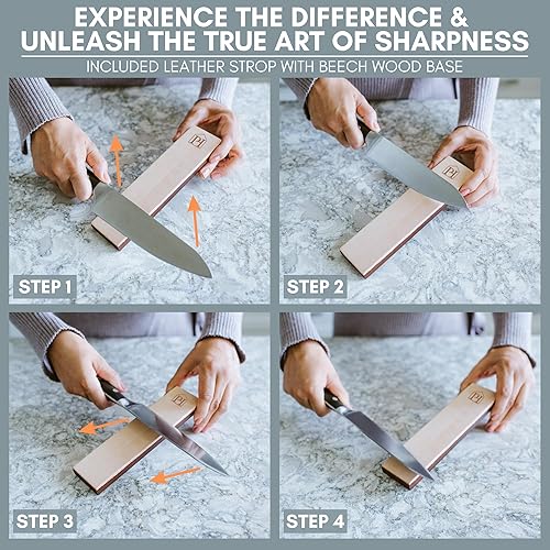 Miniatura 6 de Kit original de afilador de cuchillos de rodamiento ajustable altura ajustable, 30 opciones de ángulo, 5 placas de piedra de afilar extraíbles,