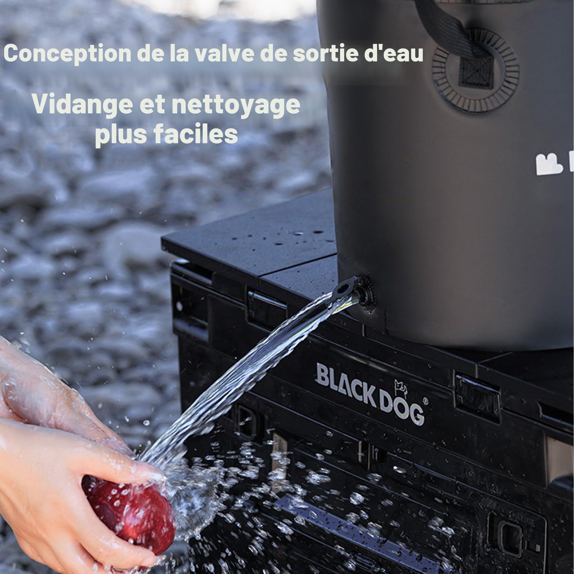 Windhike Blackdog – Seau pliable de camping de 14 litres, récipient d'eau pliable léger avec poignée et couvercle, seau pliable avec valve de sortie pour voyage, camping, randonnée, pêche, EVA