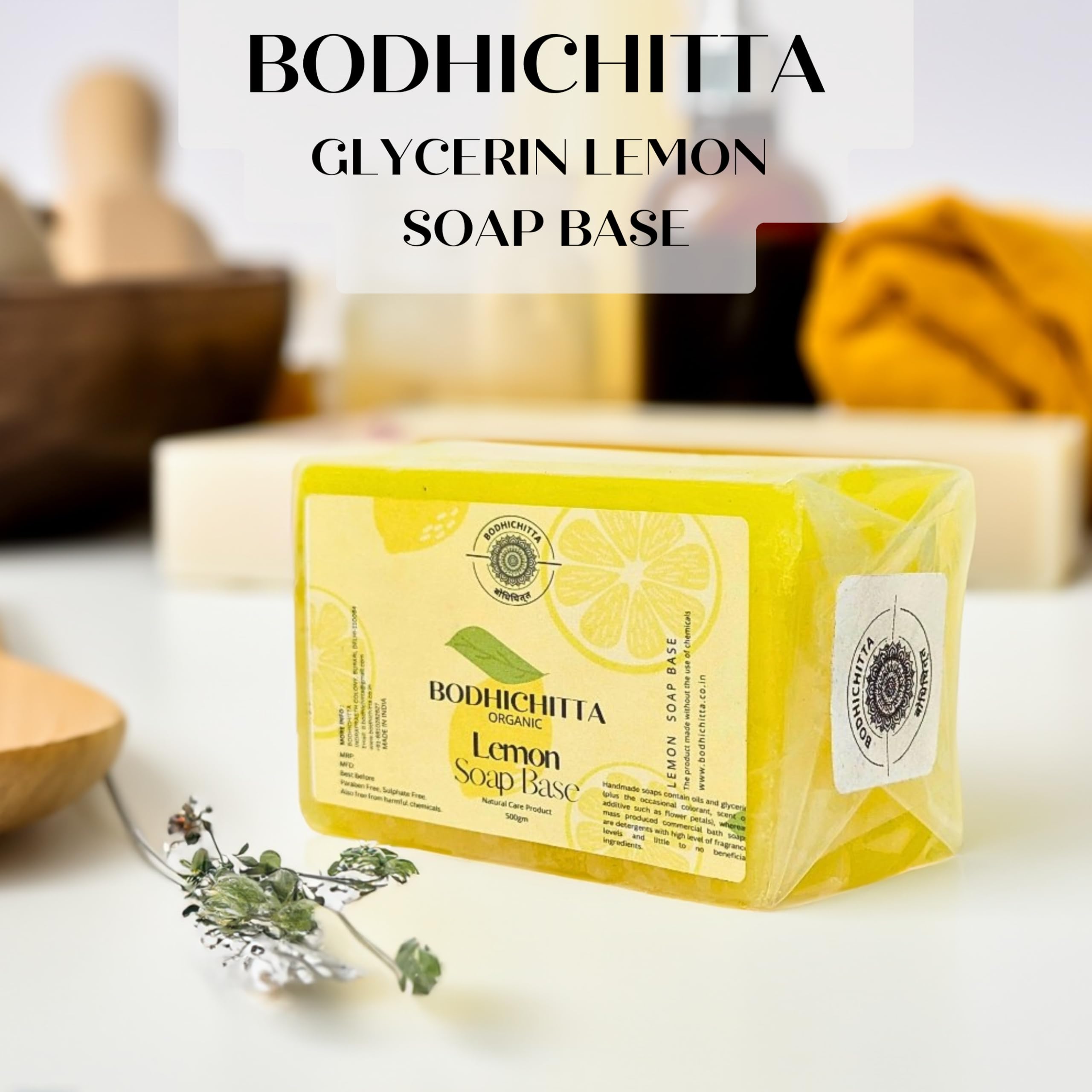 Bodhichitta Ultra Clear Transparent Glycerin Soap Base & Lemon Soap Base Bathing Soaps with Freshness of Lemon Combo for DIY Soap Making Pack Of 2 (500g each) 3
