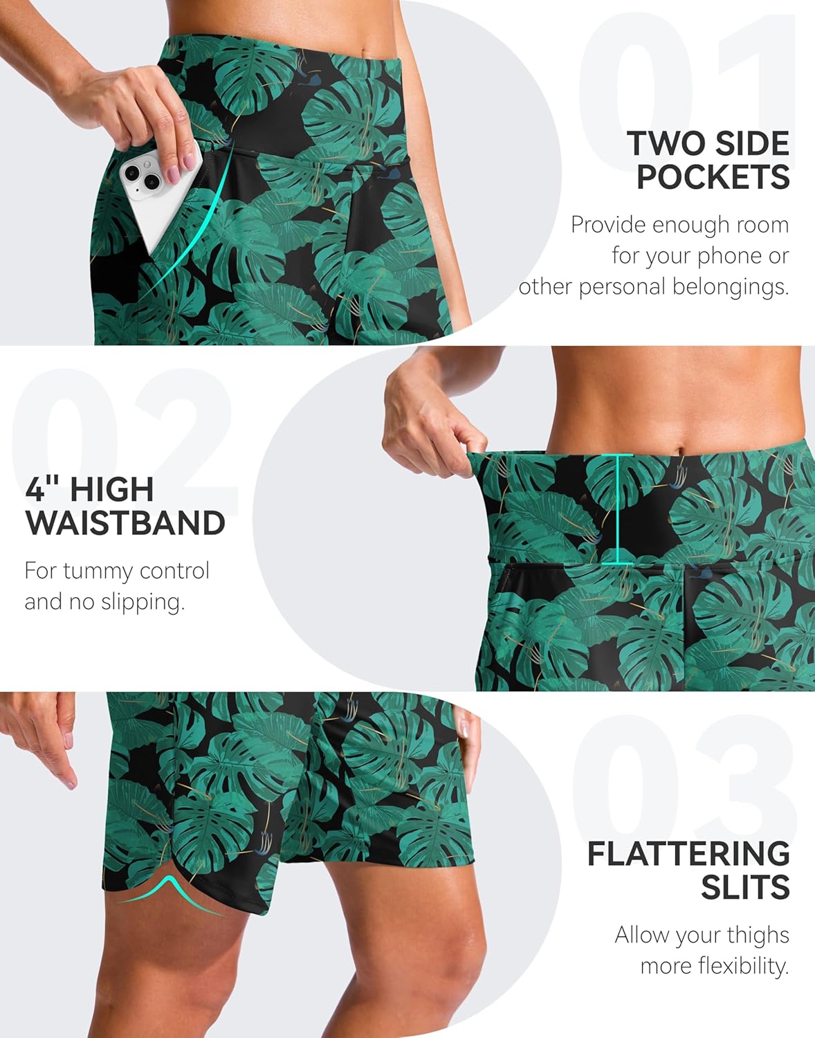 G Gradual Women's 9" Long Swim Board Shorts High Waisted Quick Dry Beach Swimming Shorts for Women with Pockets Liner - Image 6