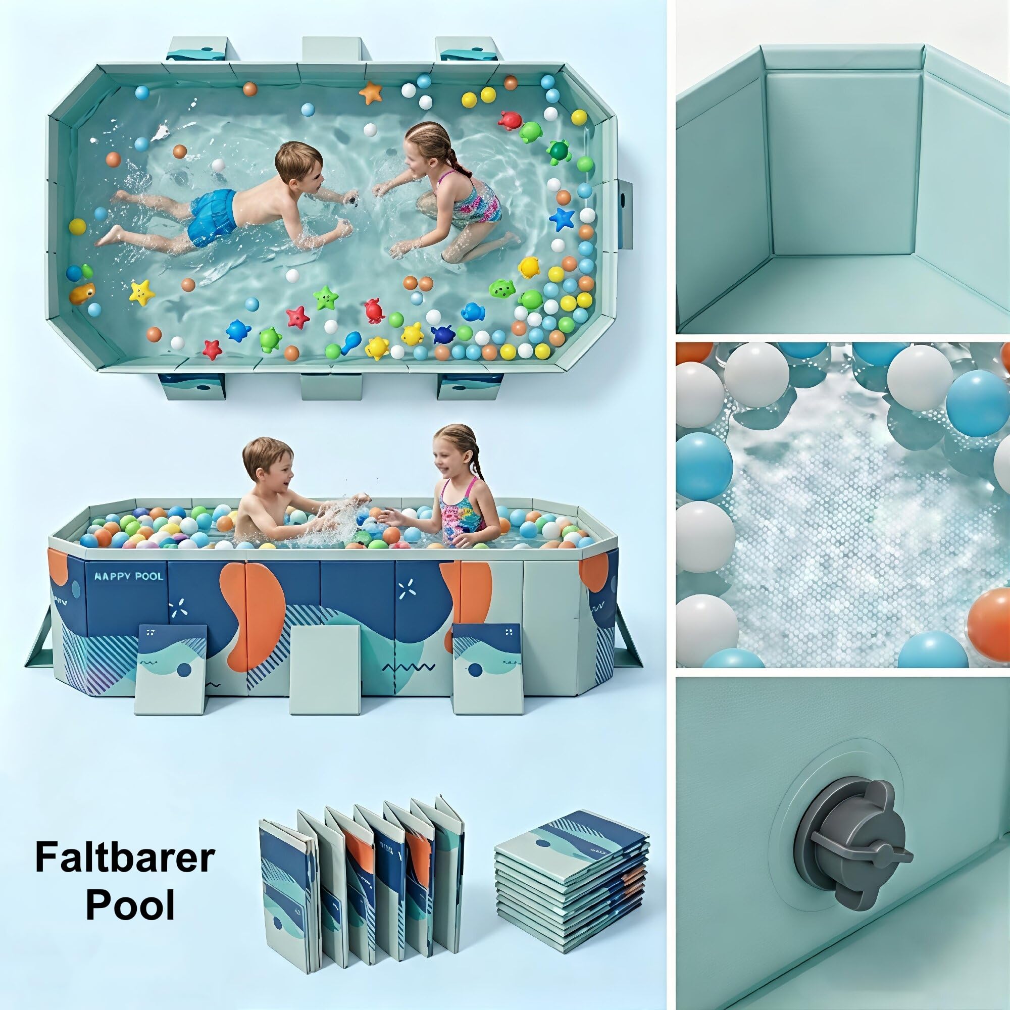 Piscina plegable Piscina portátil no inflable piscina piscina piscina de PVC antideslizante engrosada para jugar con perros y mascotas Piscina infantil grande interior y exterior 2,6 m