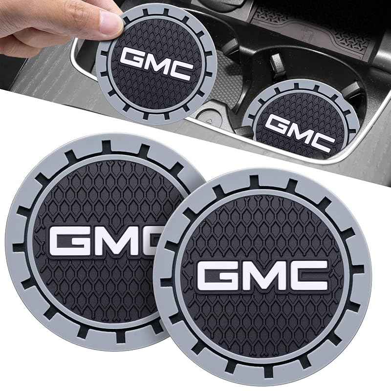 Porta-copos automotivo de silicone redondo para GMC Sierra, Denali, Canyon, Terrain, Yukon, Jimmy e Acadia Gray-07 – TACOMA, kit com 2