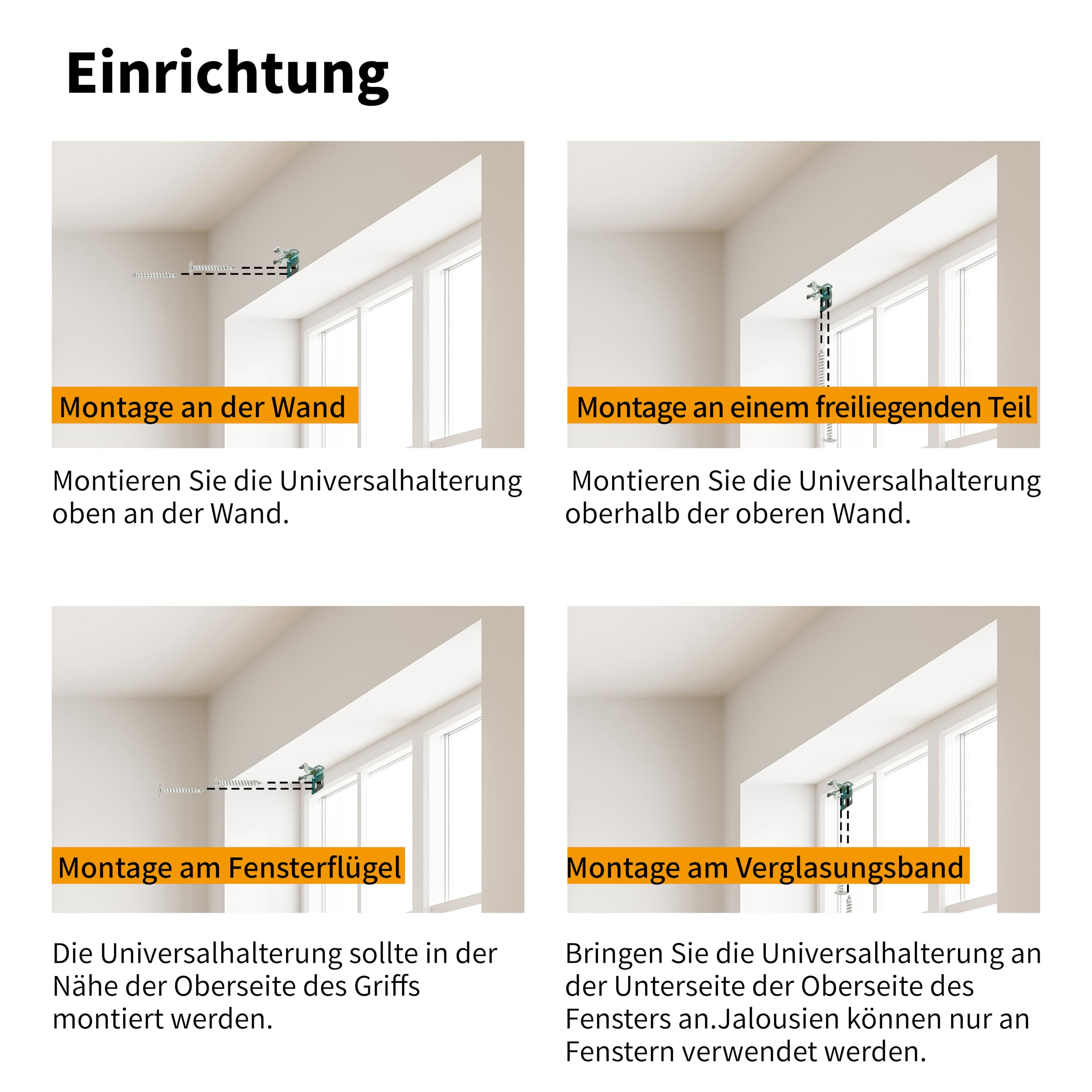 Aluminium Jalousie 120 x 220 cm, mit Klemmträgern, Jalousie ohne Bohren, Sichtschutz, Sonnenschutz, Aluminium Jalousie für Fenster und Türen, Weiße.