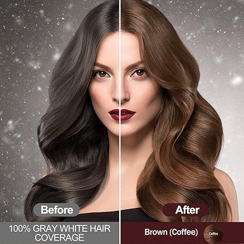 Miniatura 3 de Champú instantáneo de tinte para cabello castaño para cabello gris 3 en 1, champú de cabello castaño natural para mujeres y hombres, colores negros,