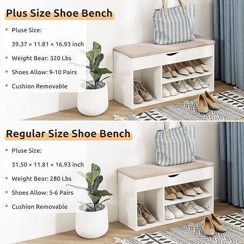 Miniatura 44 de Apicizon Banco de almacenamiento de 31 pulgadas, banco de zapatos con espacio de almacenamiento abatible y cojín acolchado, banco de entrada de