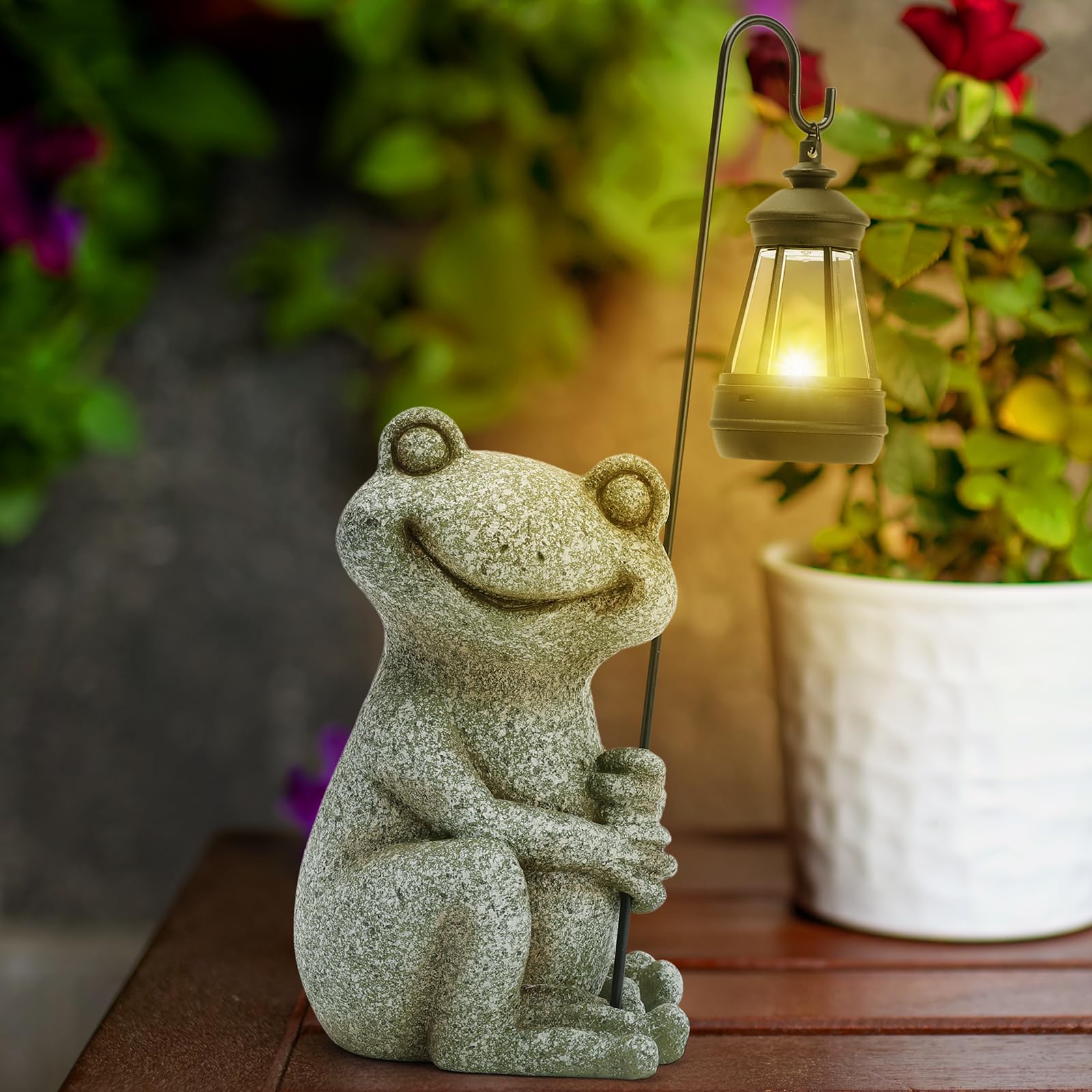Statue Solaire De Jardin Bulles De Grenouille Ornament Outdoor