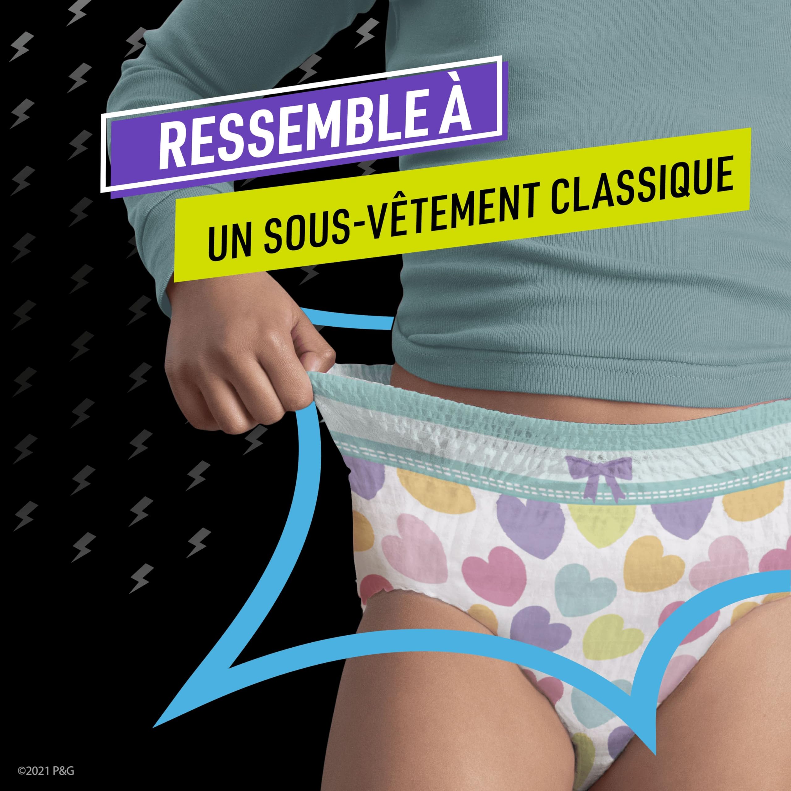Pampers Ninjamas Pyjama Pants Fille, 54Sous-Vêtements de nuit Absorbants, 8-12 Ans, 27-43kg, Protection Maximale Contre Les Fuites Toute La Nuit En Toute Discrétion, Pack 1 Mois