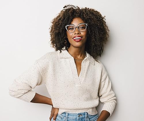 Miniatura 4 de Peepers by PeeperSpecs Oprah's Favorite Marquee Cateye - Gafas de lectura con bloqueo de luz azul para mujer, color escarchacuarzo azul +1.25