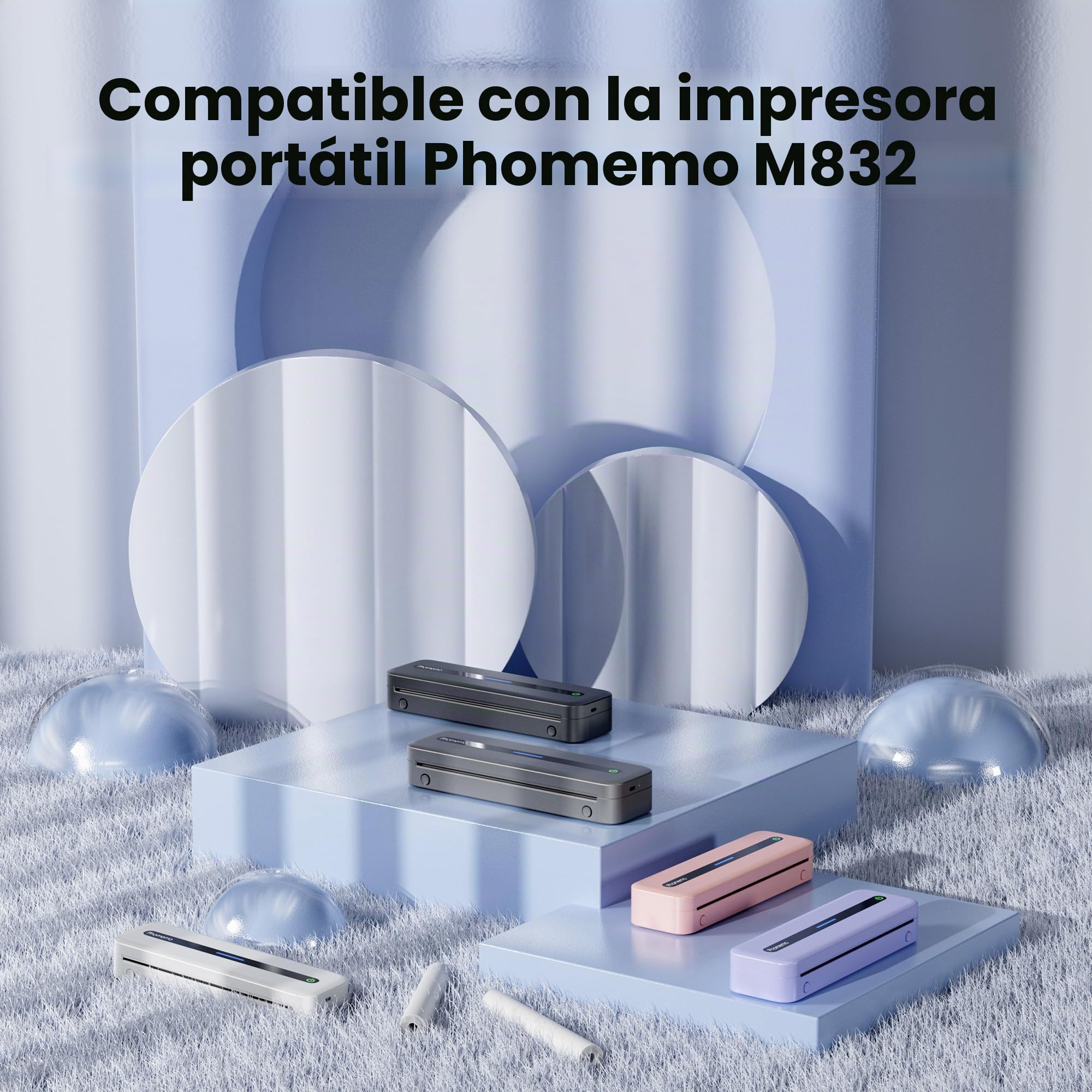 Phomemo Papel de Impresión Térmica A4 2 Rollos, Compatible con la Impresora Portátil Phomemo M832/M834 para Viajes, Hogar, Foto, Contratos, 210x297 mm Papel de Impresión Térmica, 20 Hojas/Rollo